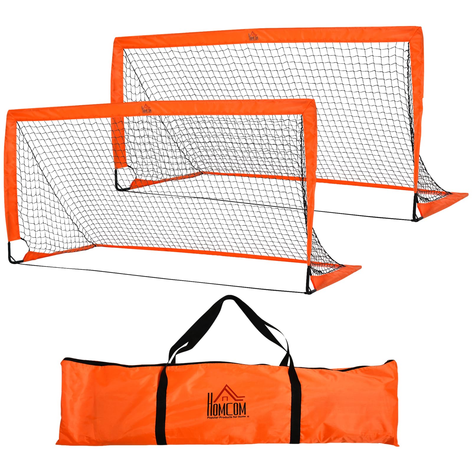 HOMCOM Football Goal Folding Outdoor with All Weather Net Kids Adults 6'x3' in Orange