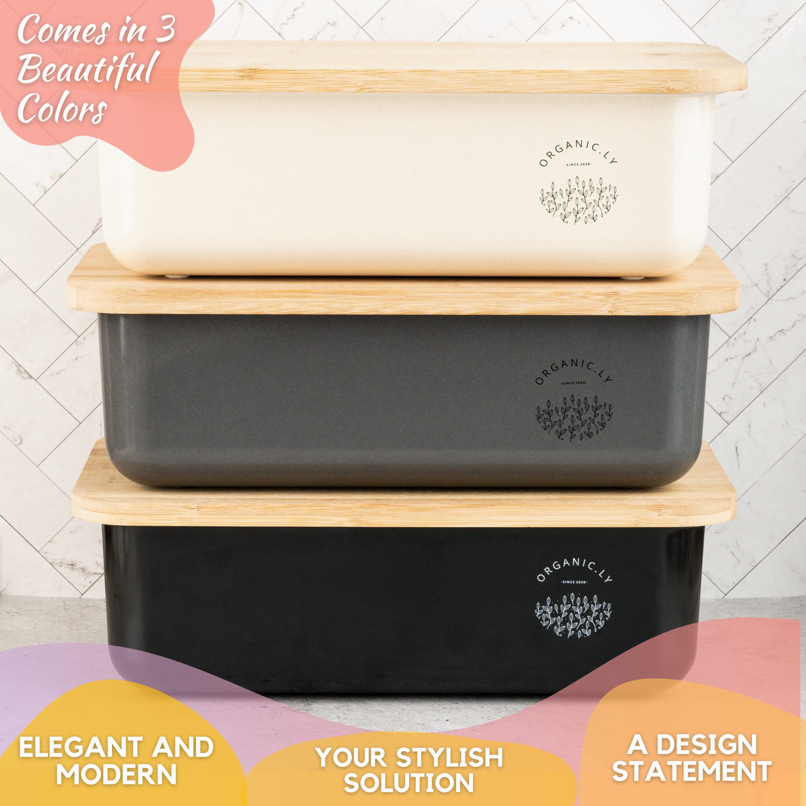 White Bread Box Kitchen Countertop Large Bread Storage Container Bread