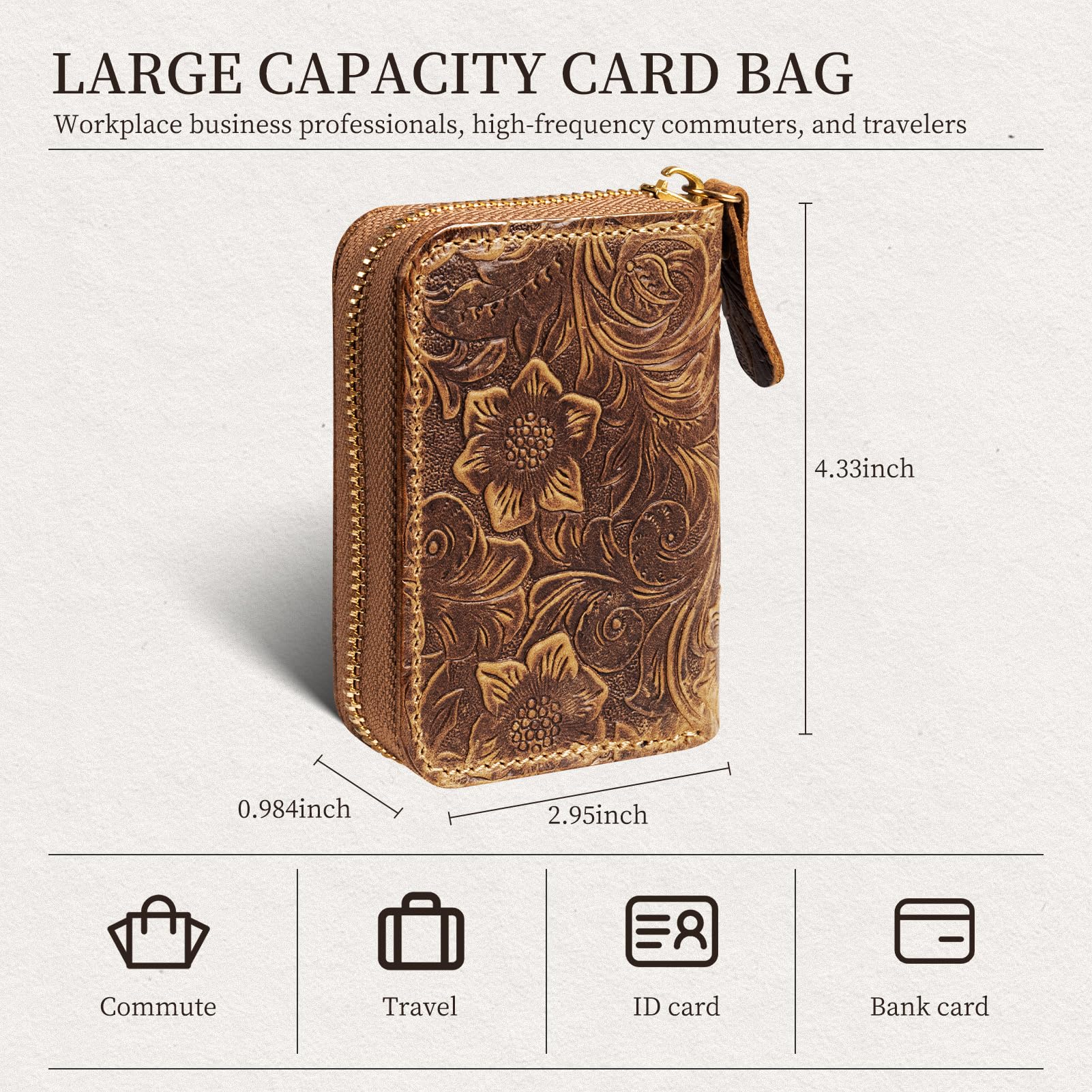 fengqing Custodia per carte, Fiore marrone., CardCase-1, Retro