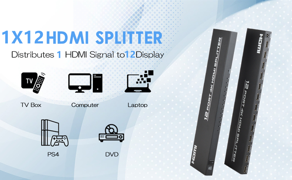 Amazon.com: 4K HDMI Splitter 1 in 12 Out, Powered HDMI Distributor