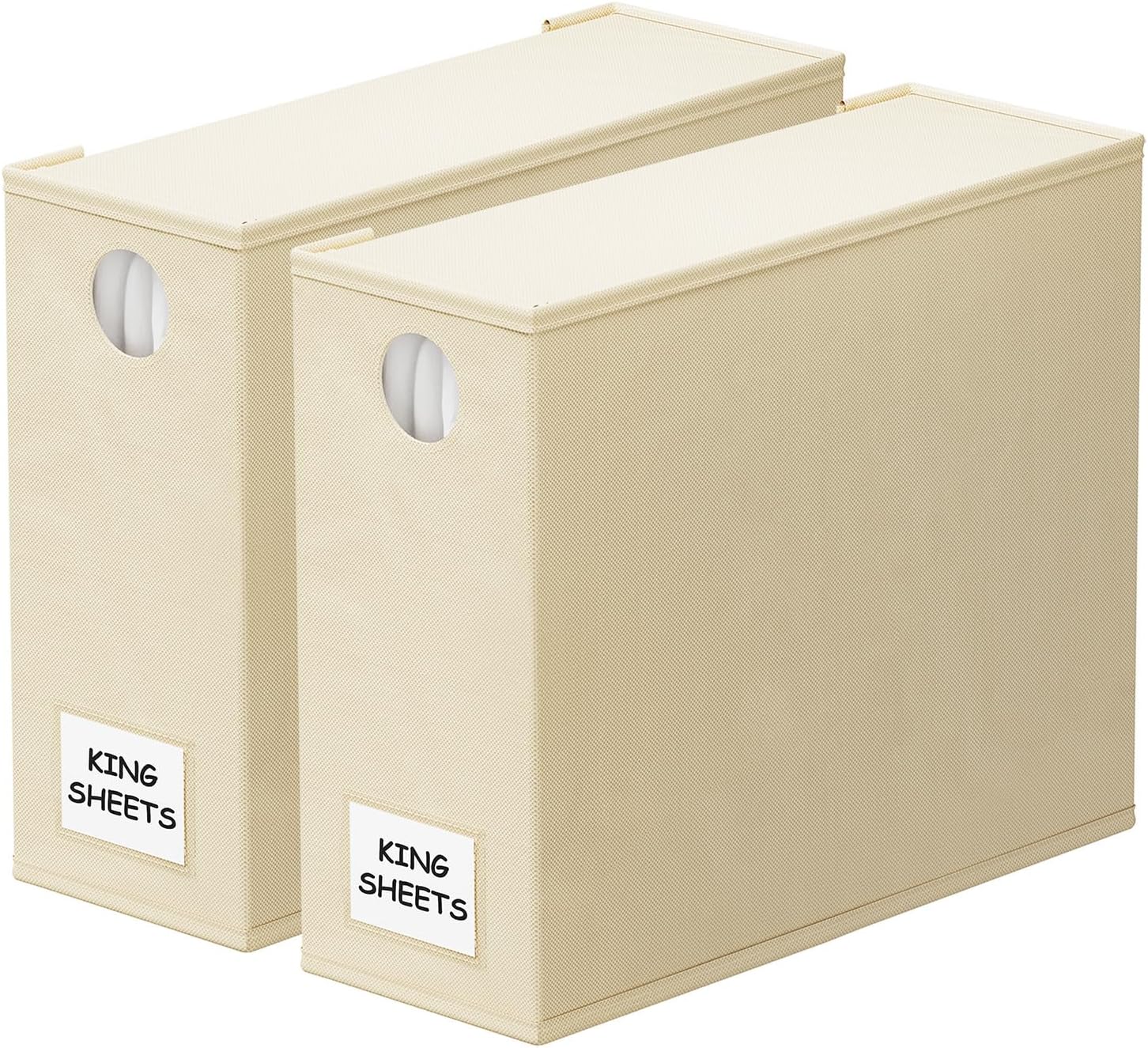 SpaceAid 2 Pack Bed Sheet Organizers and Storage, Foldable Sheet Organizer for Linen Closet, Sheets Set Folder Keeper with Window XL (Queen & King Size) Organizing Bedding Container (Beige, 2 Pack)