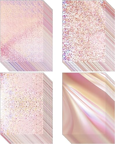 Miniatura 1 de 100 hojas de papel holográfico metálico brillante iridiscente espejo hojas de papel de 8.5 x 11 pulgadas, papel de colores mixtos, papel de papel