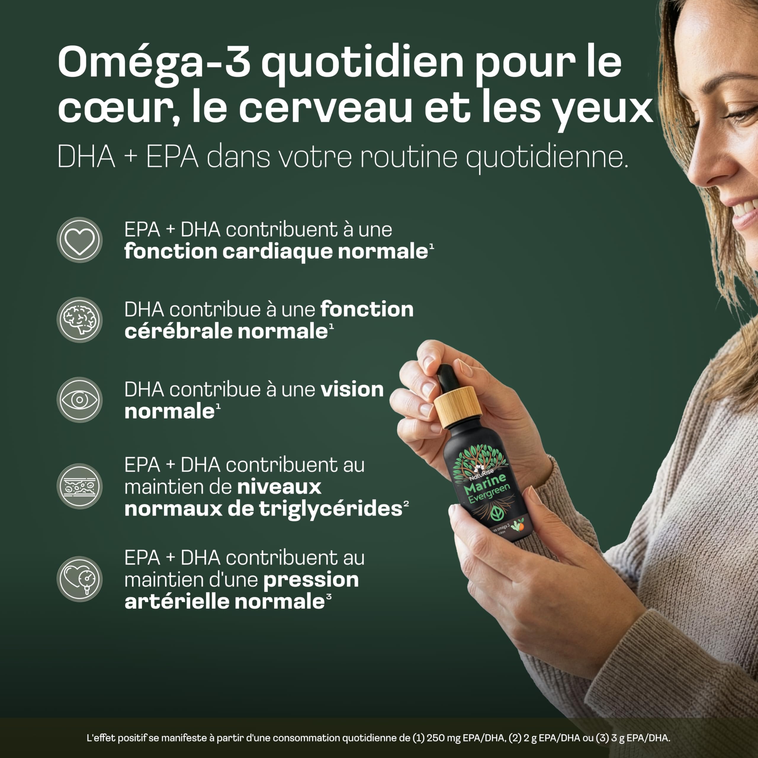 NatuRise® Oméga 3 Liquide Vegan [4700 MG] D'Huile d'Algues par Jour Dont 3139 mg d'Oméga 3 (DHA, EPA & DPA) - Hautement Dosé - 100 ml - Pipette Graduée - Verre Anti-UV (Orange Sanguine & Citron)