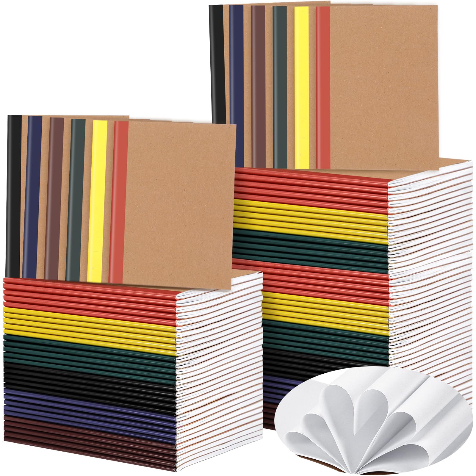 Sherr Paquete de 200 cuadernos de papel kraft A6 en blanco, sin forro, cuadernos de papel kraft a granel, cuadernos de bocetos para viajeros, suministros de oficina en casa, 4 x 5.5 pulgadas (tono