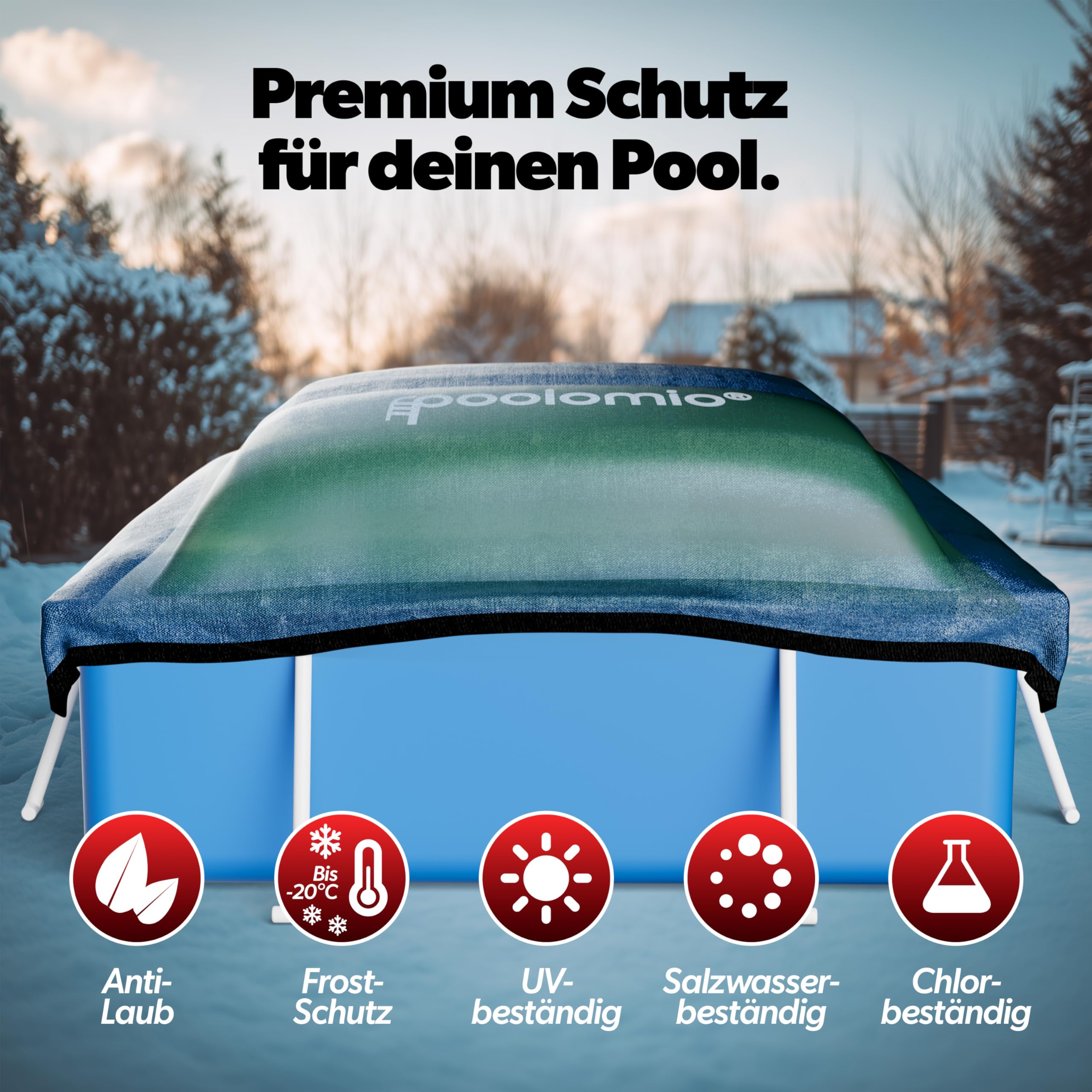 Coussin De Piscine Gonflable Poolomio 420 G/m² - Protection Hivernage Anti- gel, 2x2m, Avec Corde Et Valve - Pour Piscine Hors-sol, Rectangulaire Ou Ronde Coussin Piscine 420 G/m² PVC