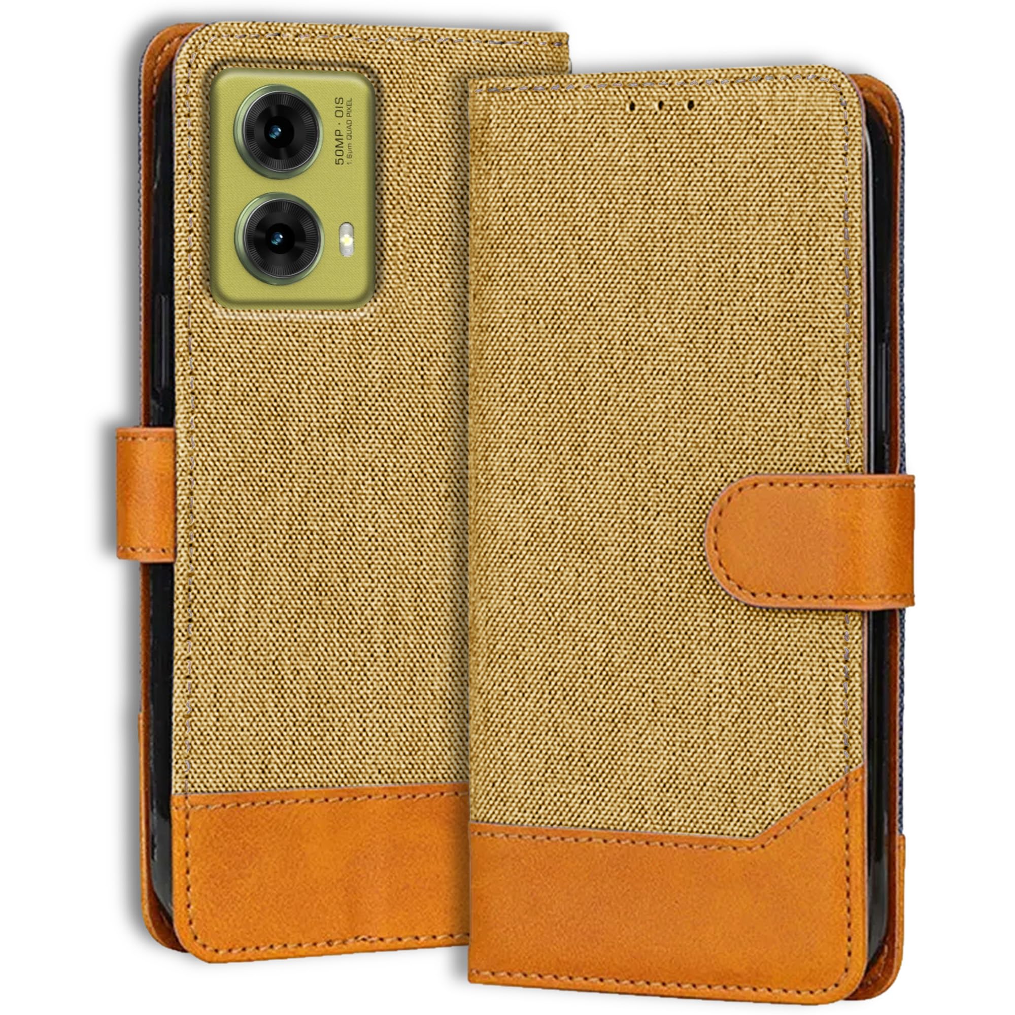 Genron Denim & Leather Flip Cover for Moto G85 5G | Multi-Angle Viewing Stand | Luxury Design | Wallet Folio Latest Cover for Moto G85 5G (Dark Brown) (B0DG993SFK) Amazon Price History, Amazon Price Tracker