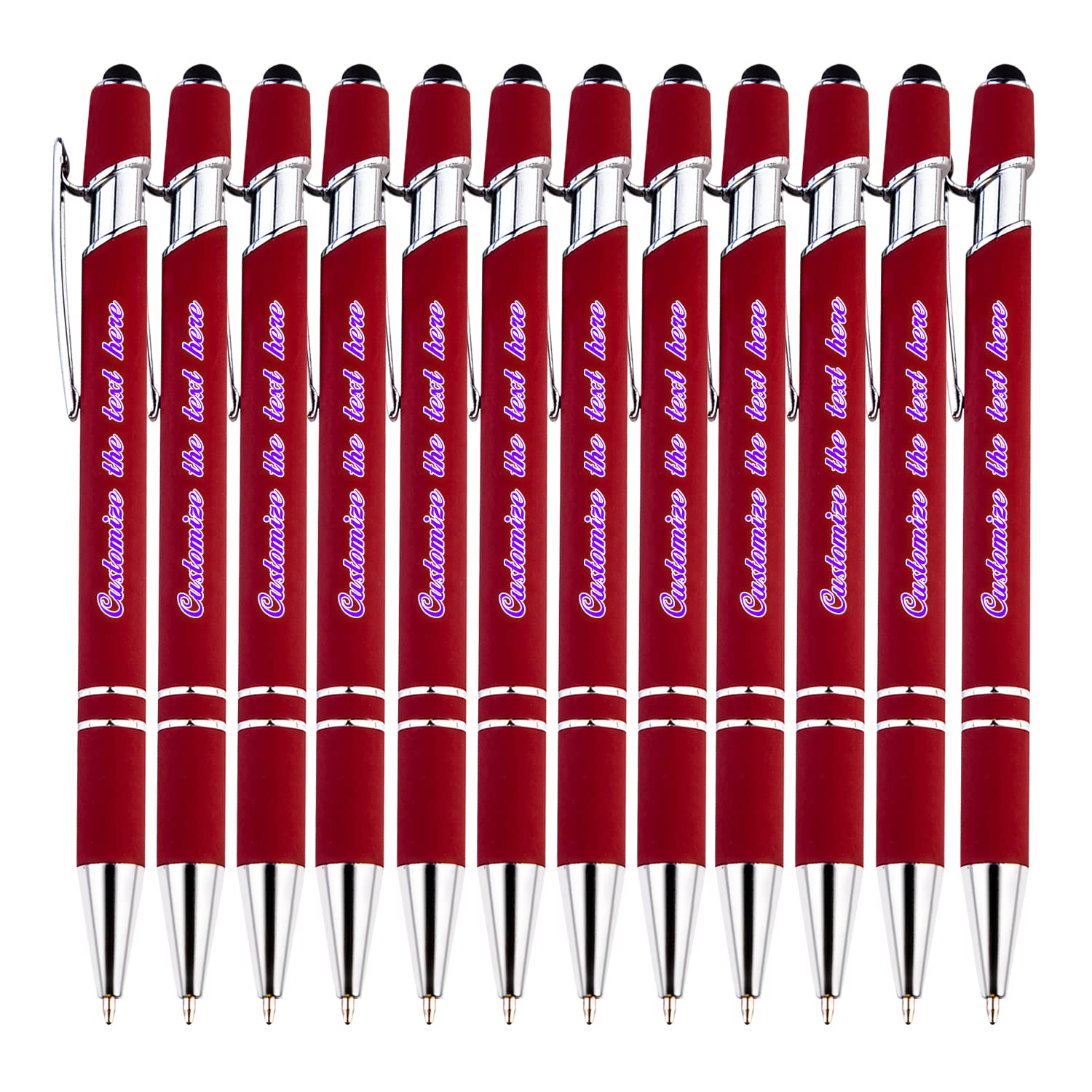 Custom Touch Ballpoint Pen, Personalized Ballpoint Pens with Business Advertising, Phone Number, Compatible with Most Touchscreen Devices, Personalized Red Ballpoint Pen, Large Capacity Pen, 36PCS