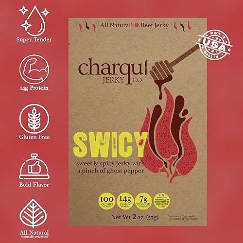 Miniatura 4 de Swicy - Cecina de res dulce y picante - 6 bolsas - Super tierna, sabor audaz, alta proteína, baja en carbohidratos, baja en cal, carne seca de res