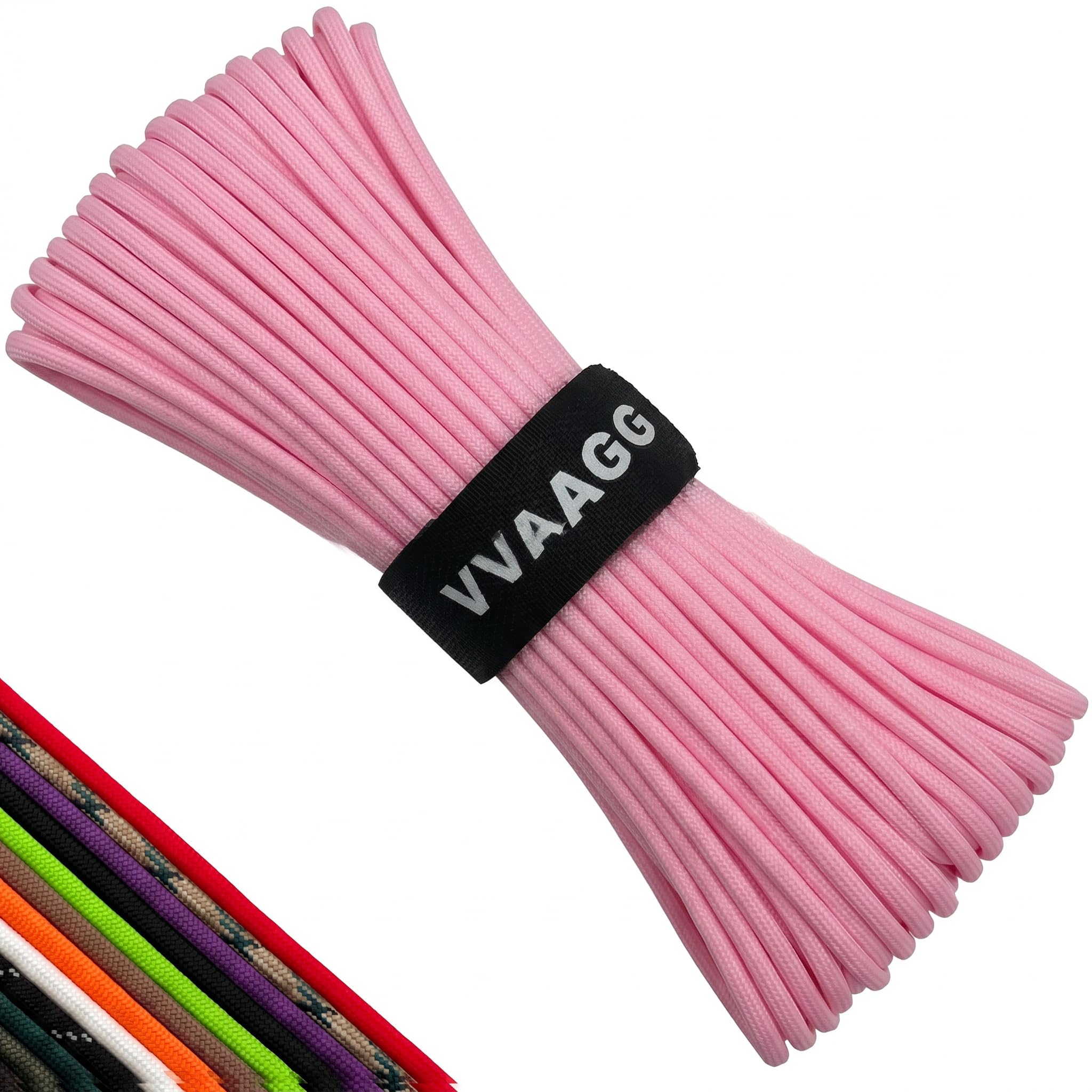 VVAAGG 550lb Paracord Rope 100 FT: 4mm Lightweight and Durable Camping LiPink Rope 7 Strand Nylon Parachute Cord