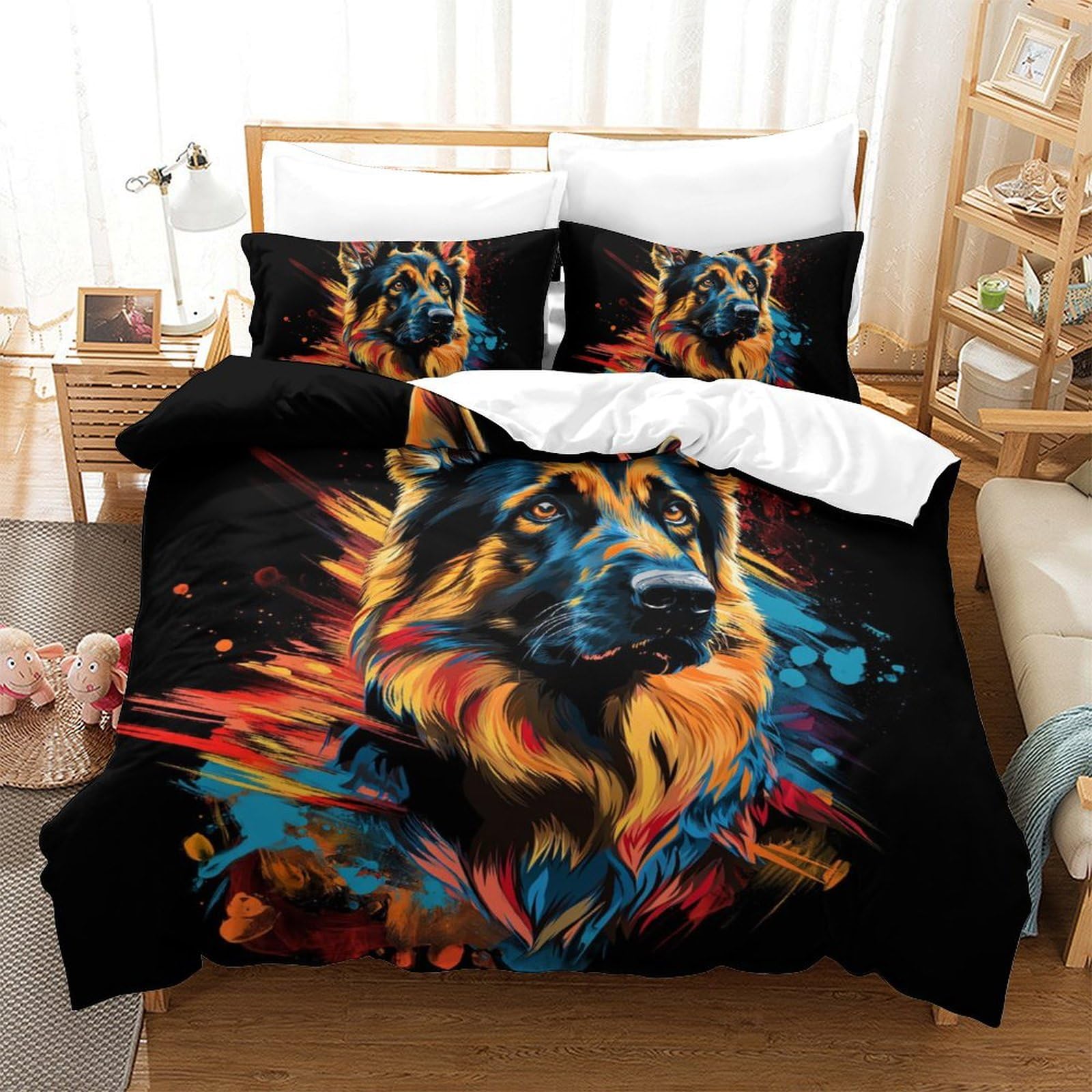 Housse de couette Chien Berger Allemand 3D pour une chambre cocooning et chaleureuse