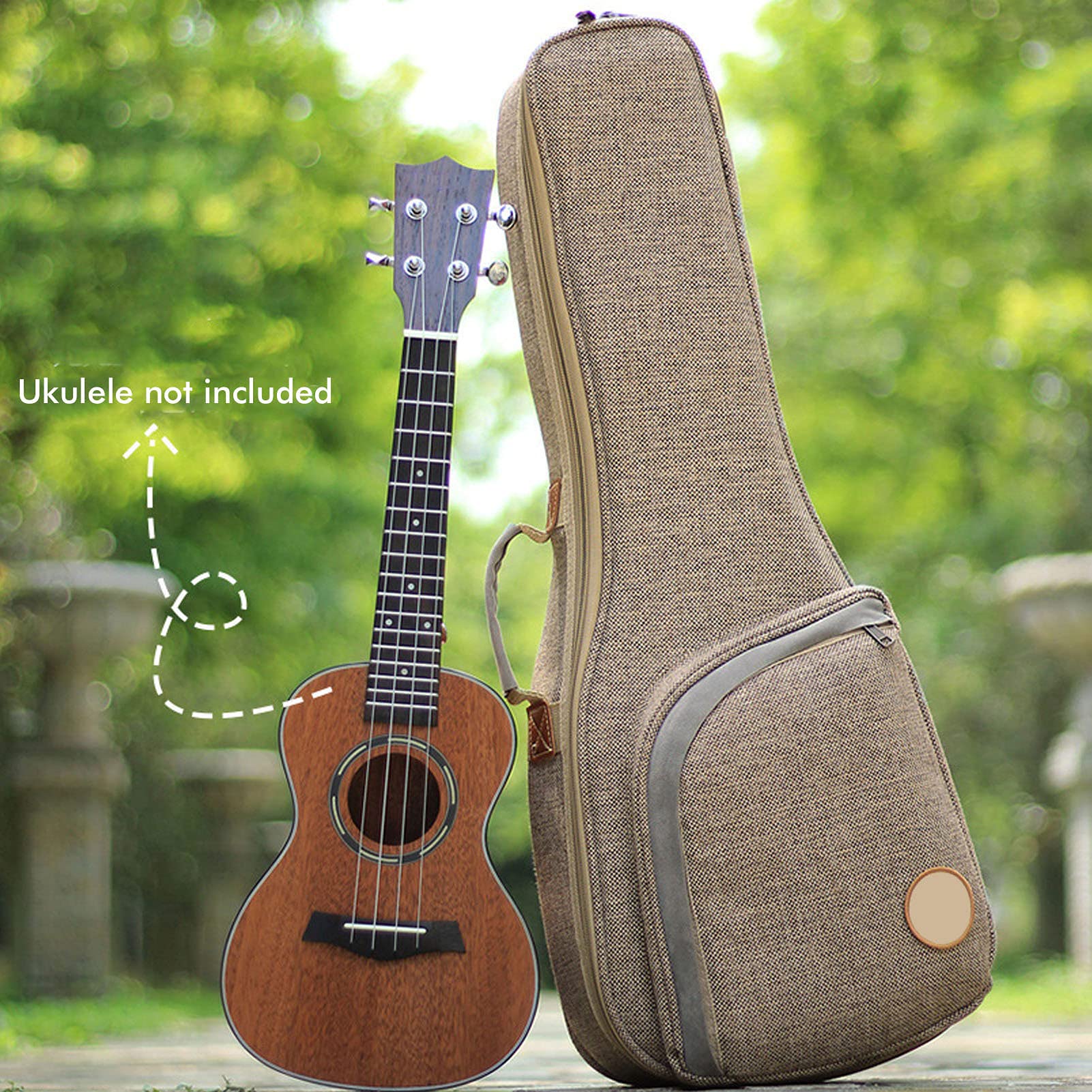 Borsa Ukulele, Tessuto in Lino di Cotone Insinisci Zaino per lo Stoccaggio dello Strumento Musicale, con Fodera in Velluto e (Tipo universale da 21/23 pollici)
