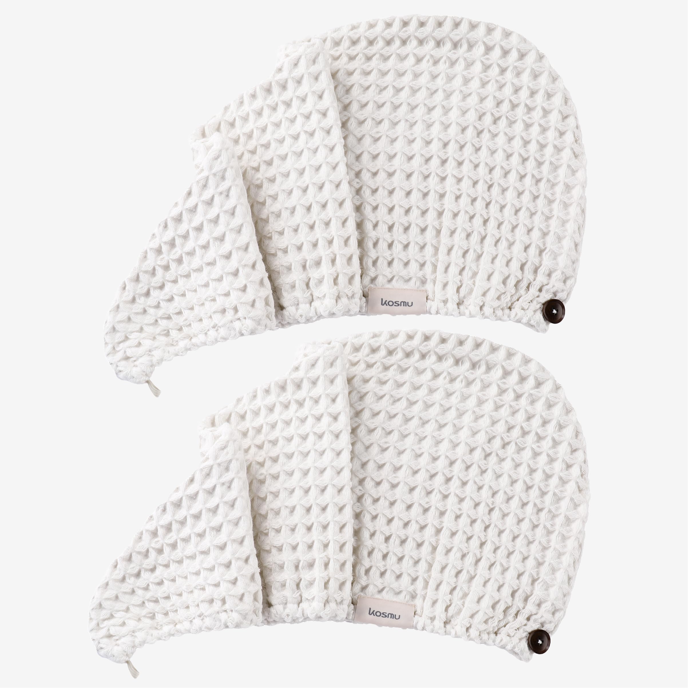 100% Organic Cotton Hair Drying Waffle Towel Wrap for Women | Absorbent & Quick Dry Head Turban for Wet Hair in Shower Sauna Spa, Extra Large for Long