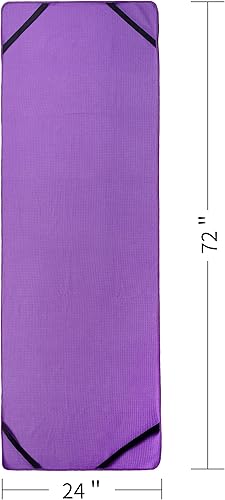 Miniatura 3 de POLYTE Tapete de microfibra para toalla de yoga caliente con agarre de silicona antideslizante y correas elásticas de ajuste seguro, 24 x 72