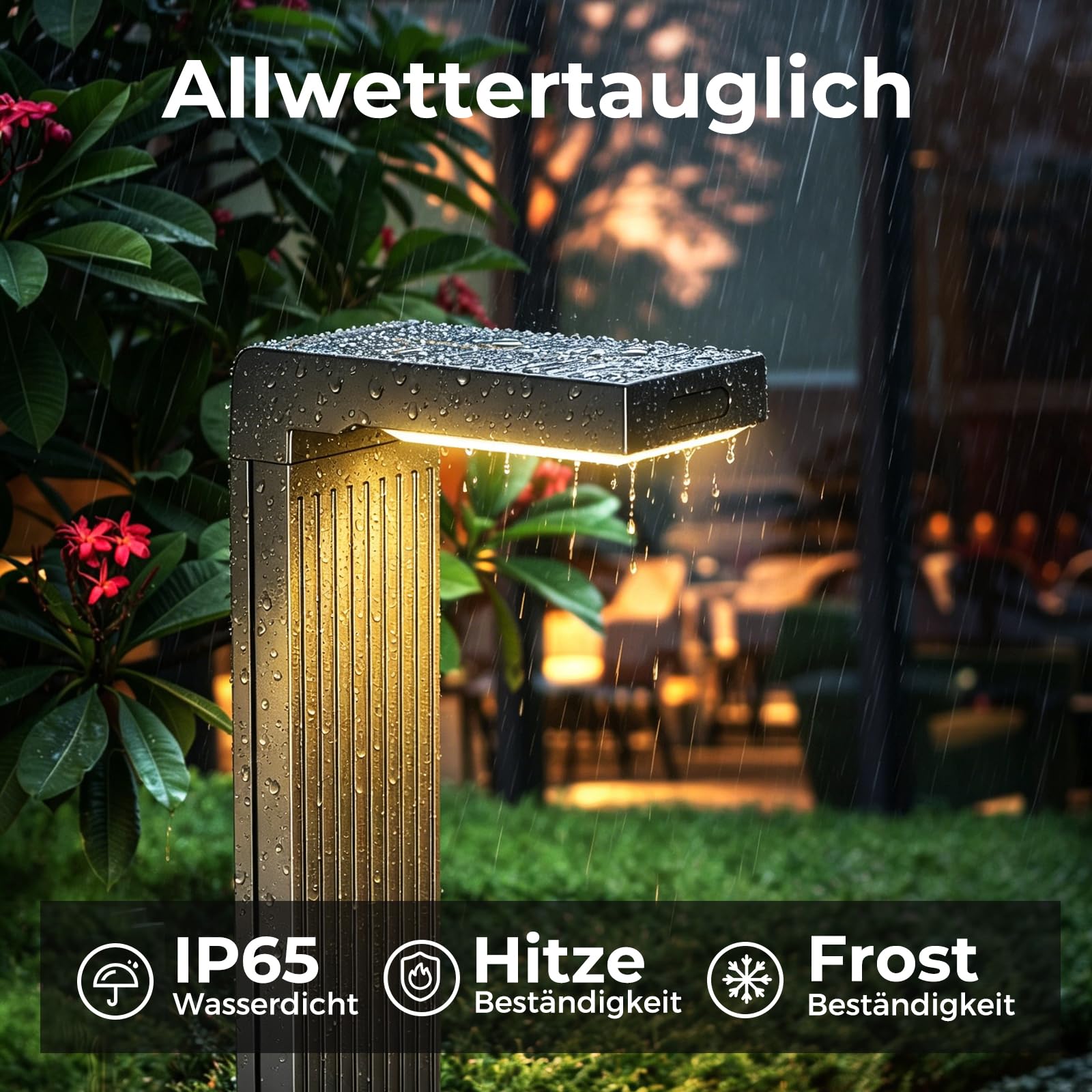 Solarlampen für Außen 4 Stück, 400LM Garten Solarleuchten mit Bewegungsmelder, 2-Phasen-Farbwechsel (3000K/6500K) LED, IP65 wasserdicht für Hof, Einfahrt & Wege