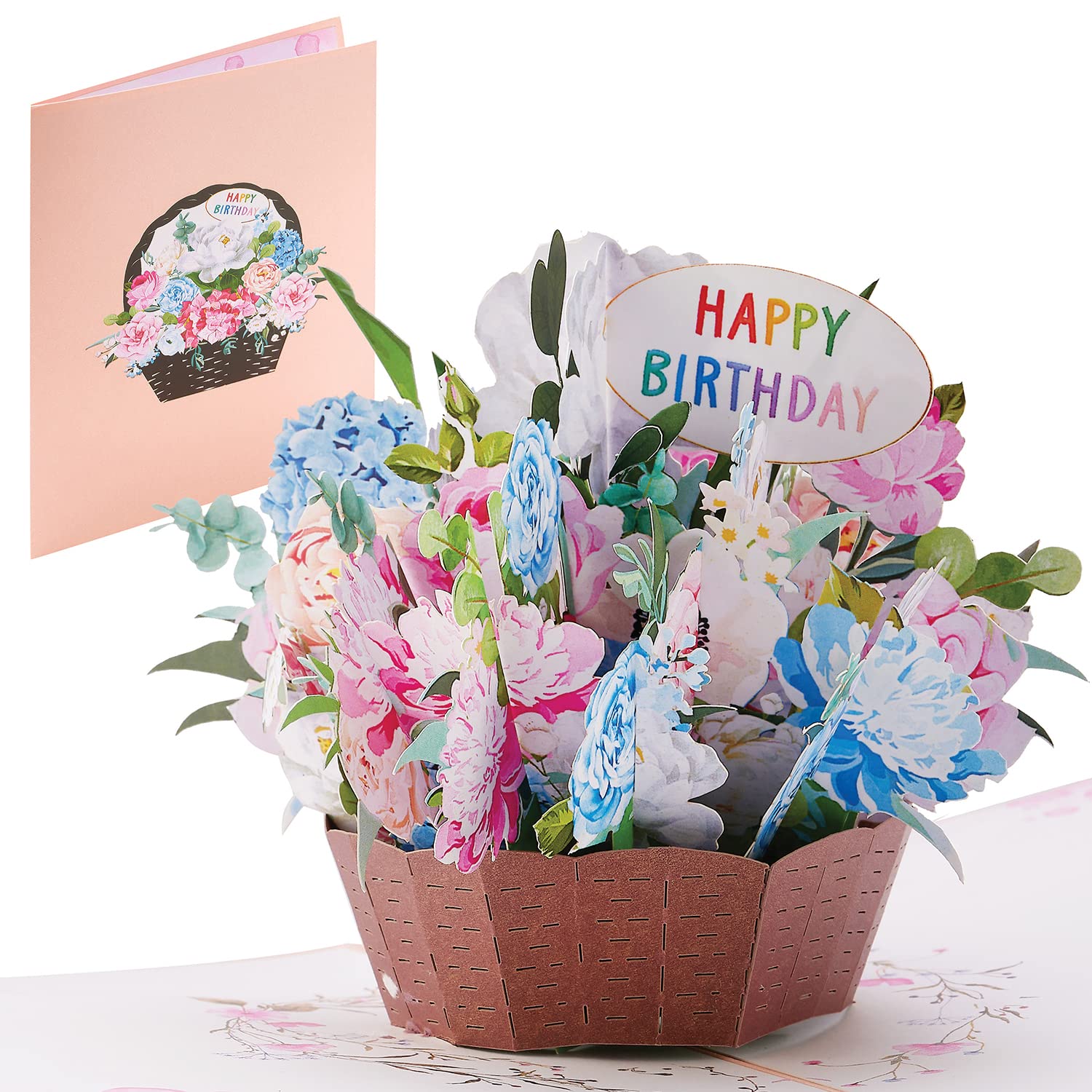 ioyounow Peony Paper Flower Bouquet – 5x7 Inch Pop Up Flower Bouquet Card | Happy Birthday Floral Pop Up Card For Boys And Girls – Perfect 3D Flower