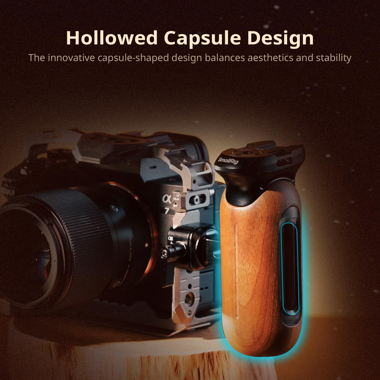 SmallRig Maniglia laterale in legno per gabbie per fotocamera con morsetto NATO, impugnatura ergonomica sinistra o destra, 27 mm / 1,06 pollici, regolazione verticale su / giù, 15 kg / 33,1 lb - 5239
