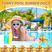 Vista 4 de Honoson 6.89 Inch Giant Glitter Rubber Duck Big Glitter Rubber Duck Large Sparkly Duckling Bath Toy with Squeaky Sound for Summer Baby Shower Naranja