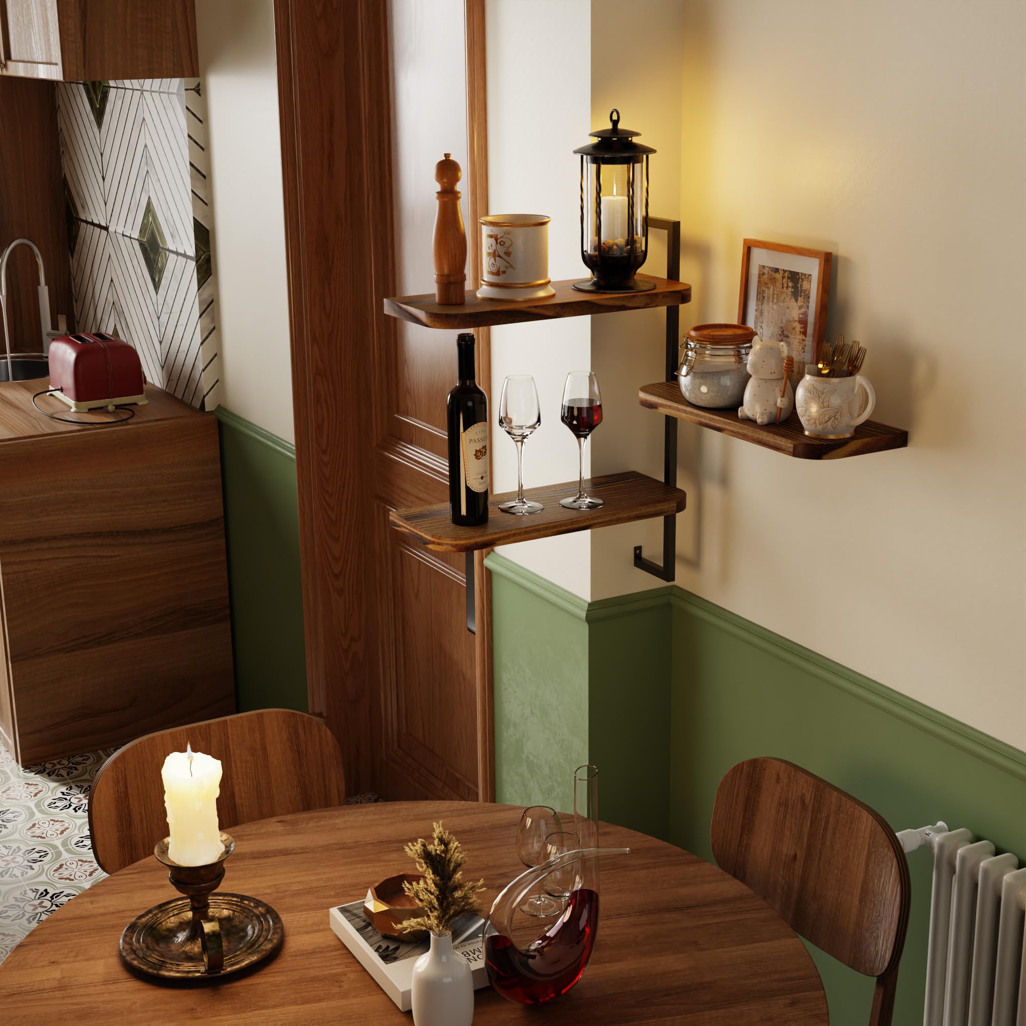 Amazon｜ENPKLUTE 3段コーナーウォールシェルフ インダストリアル装飾