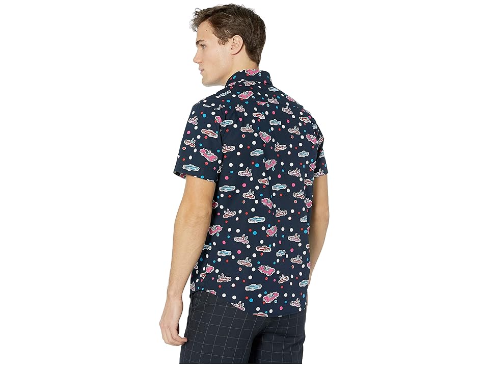 

Original Penguin Short Sleeve Car Print Shirt - Stretch (Dark Sapphire) Men's Clothing, Blue