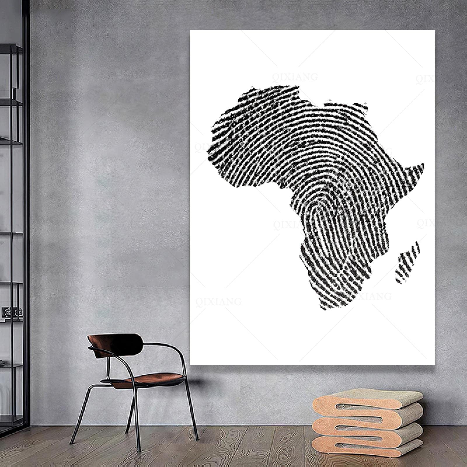 Mapa de África cuadro en lienzo gris arte de pared de viaje impresión moderna sin marco