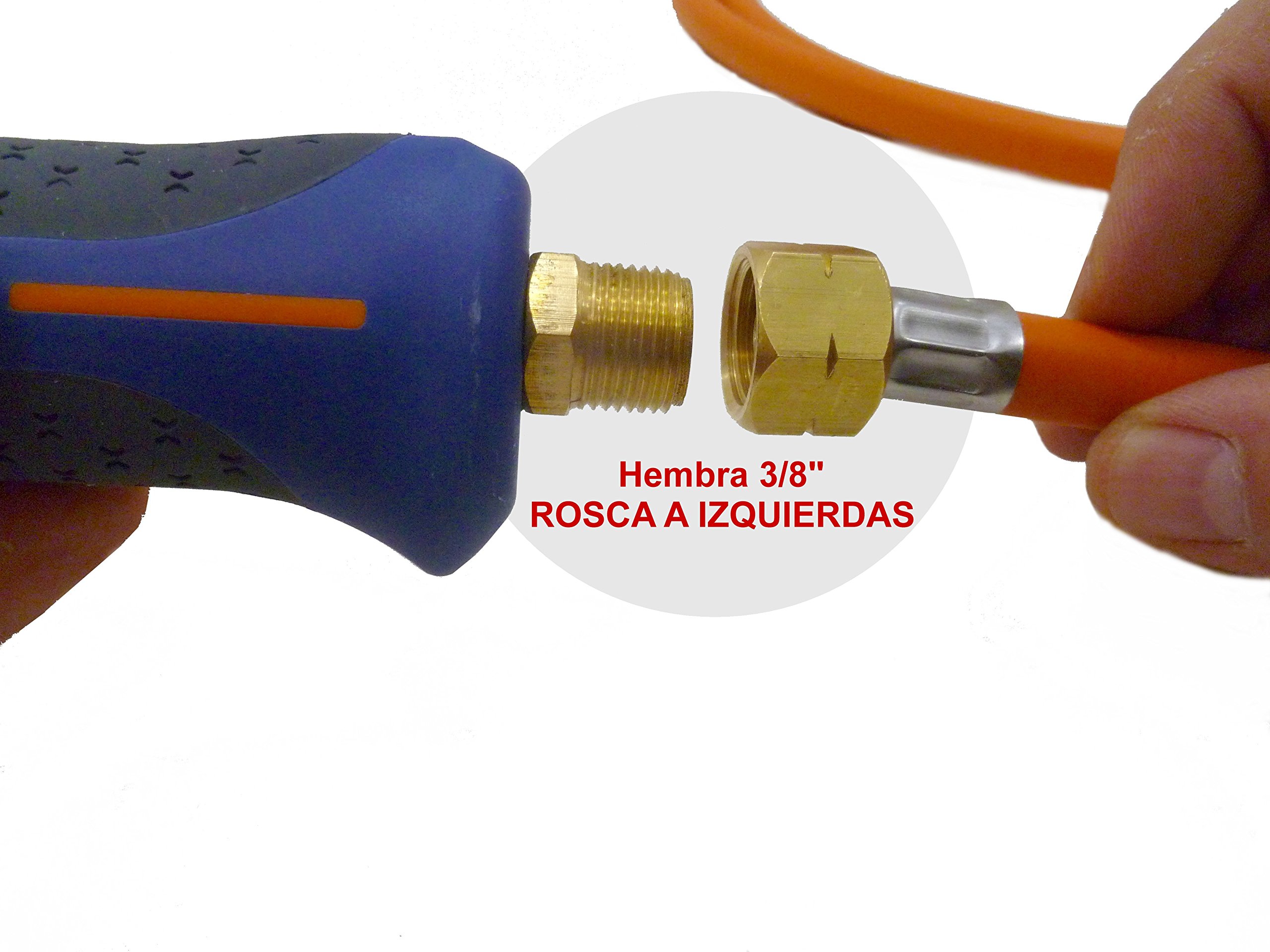 S&M Hembra 3/8" Izq- 21.8 Izq Tubo Flexible Gas Reforzado, Naranja, 322068