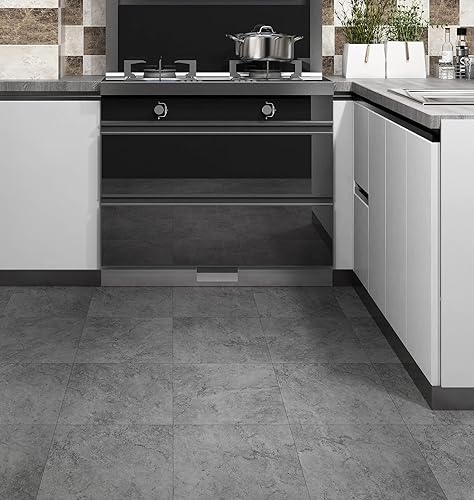 Miniatura 4 de Livelynine 16-Pack Grey Slate Flooring Peel and Stick Floor Tile Waterproof Vinyl Flooring Sheet Self Adhesive Floor Tiles for Bathroom Laminate