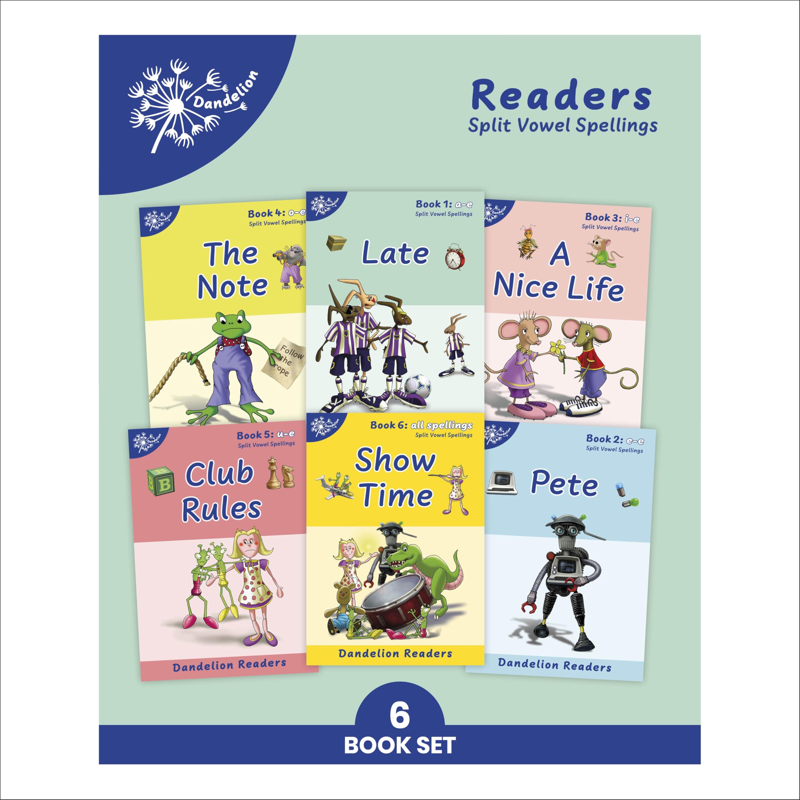 Phonic Books Dandelion Readers Split Vowel Spellings: Decodable books for beginner readers Split Vowel Spellings (a-e, e-e, i-e, o-e and u-e) (Phonic Books Beginner Decodable Readers)