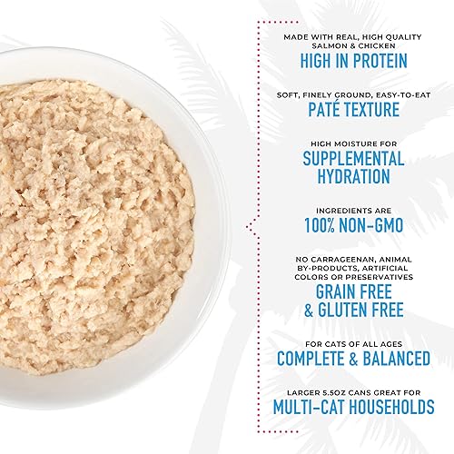 Miniatura 6 de Tiki Cat Luau Pate, Receta de salmón salvaje y pollo en caldo de salmón, nutrición equilibrada sin granos, comida enlatada húmeda para gatos, para