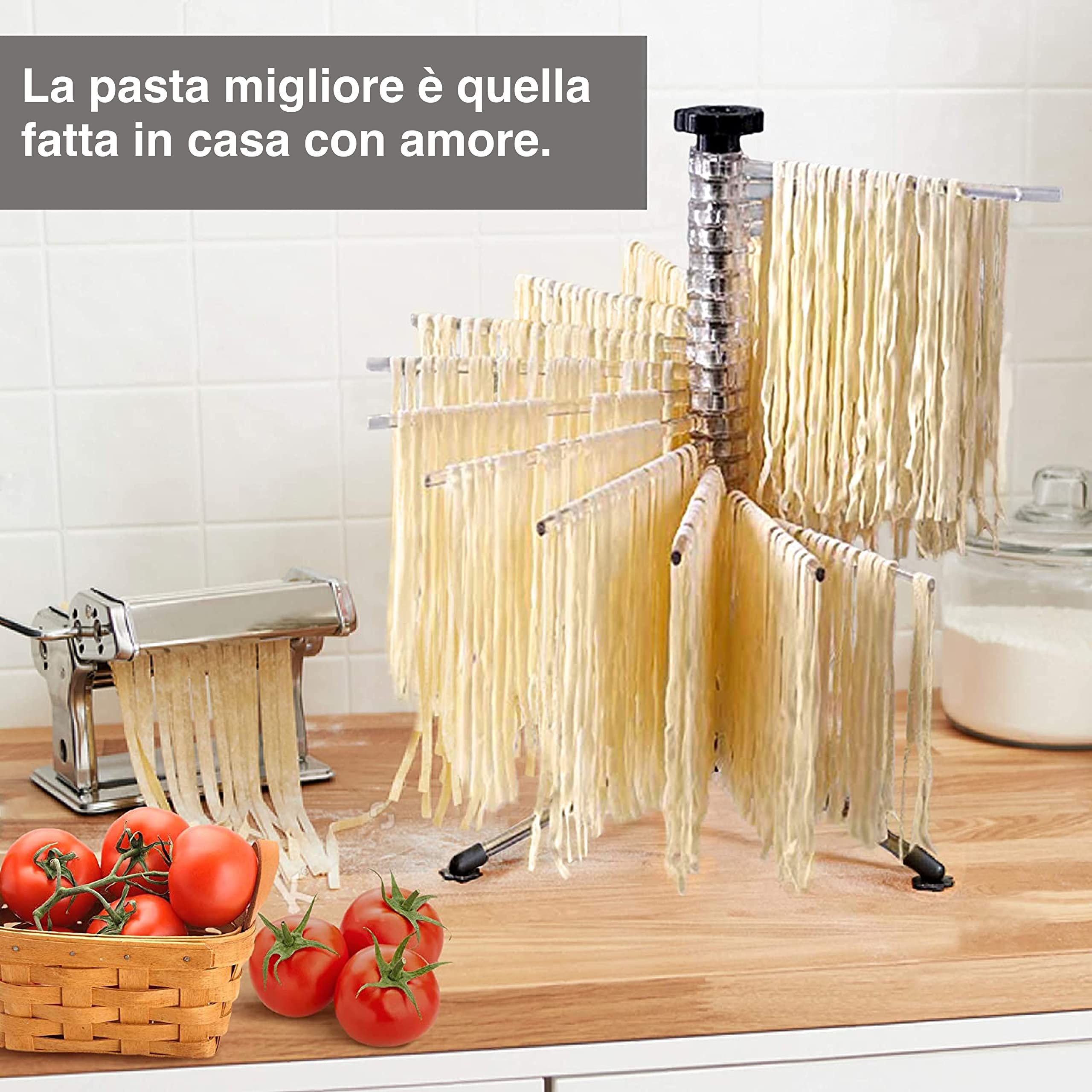 Stendipasta Per Pasta Fresca - 16 Bracci, Regge Fino A 2 Kg, Pieghevole E Compatto - Foto 12