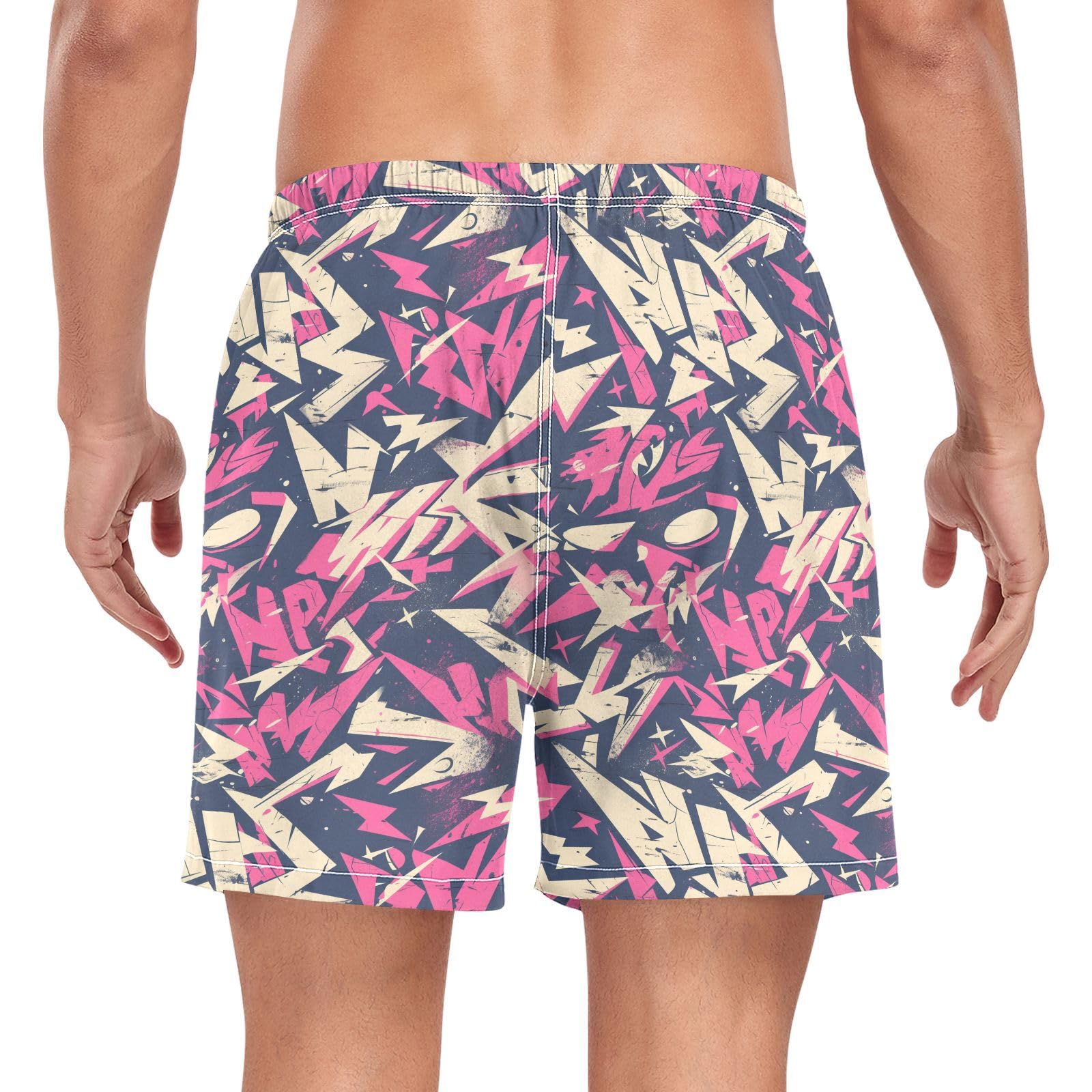 JUNZAN Men Beach Shorts Grunge Style Men 2 in 1 Workout Running Shorts with Compression Liner Inseam Mens Bathing Suit Lightweight