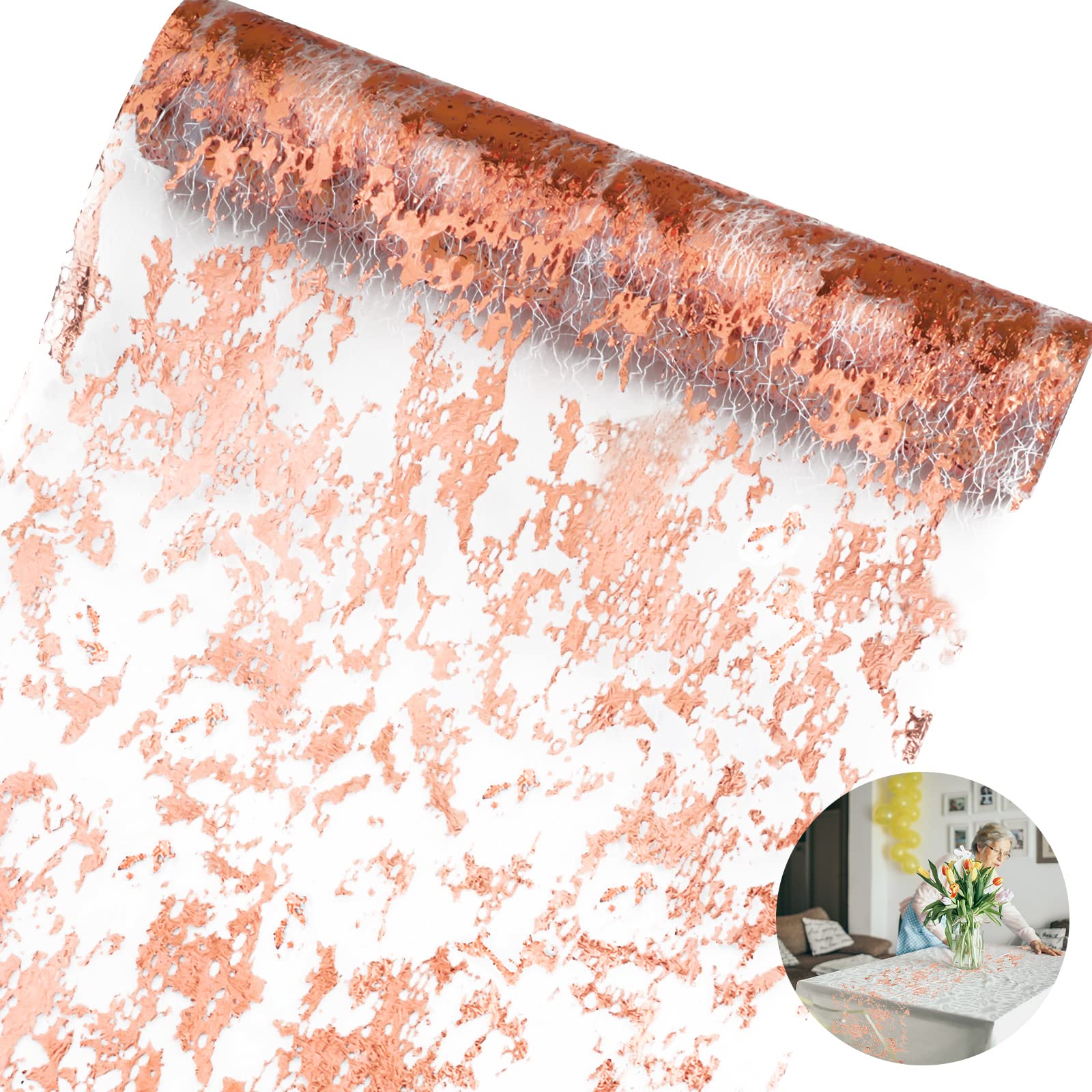 Tischläufer Roségold Glänzend – 28 Cm X 10 M Metallic-Dekostoff Für Feiern