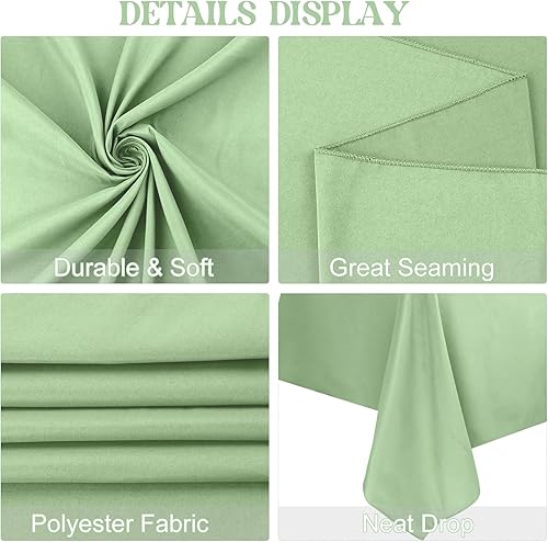 Miniatura 4 de JALANCY Paquete de 4 manteles cuadrados de 52 x 52 pulgadas, color verde salvia, tela lavable, de poliéster, para comedor, fiestas de bufé, picnic,