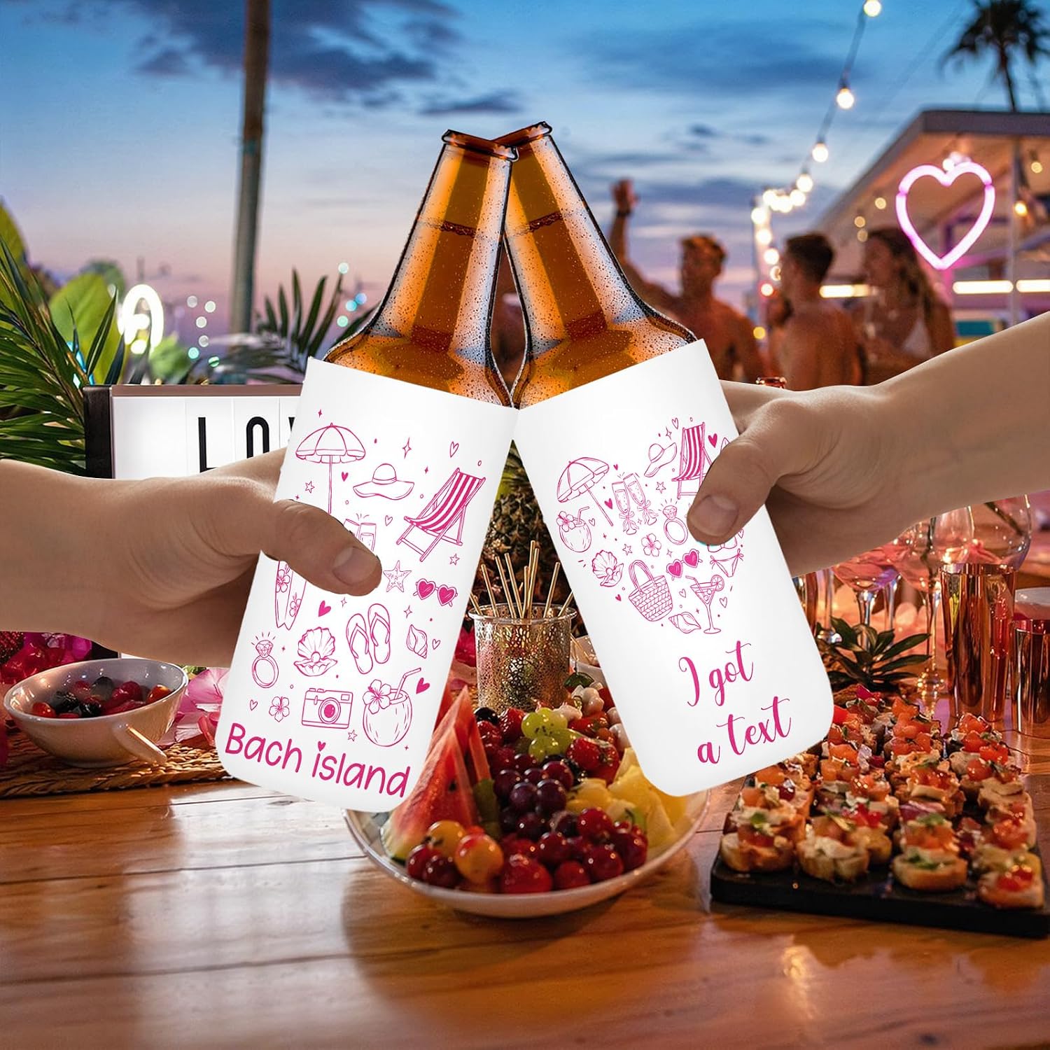 Island of Love Bachelorette Can Coolers, Slim Beer Cans Sleeves image 5