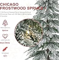 Vista 146 de Glitzhome Prelit Christmas Tree, 6ft Flocked Artificial Christmas Tree Serene Snowscape Fir with 300 Warm White Lights for Home, Office, Party