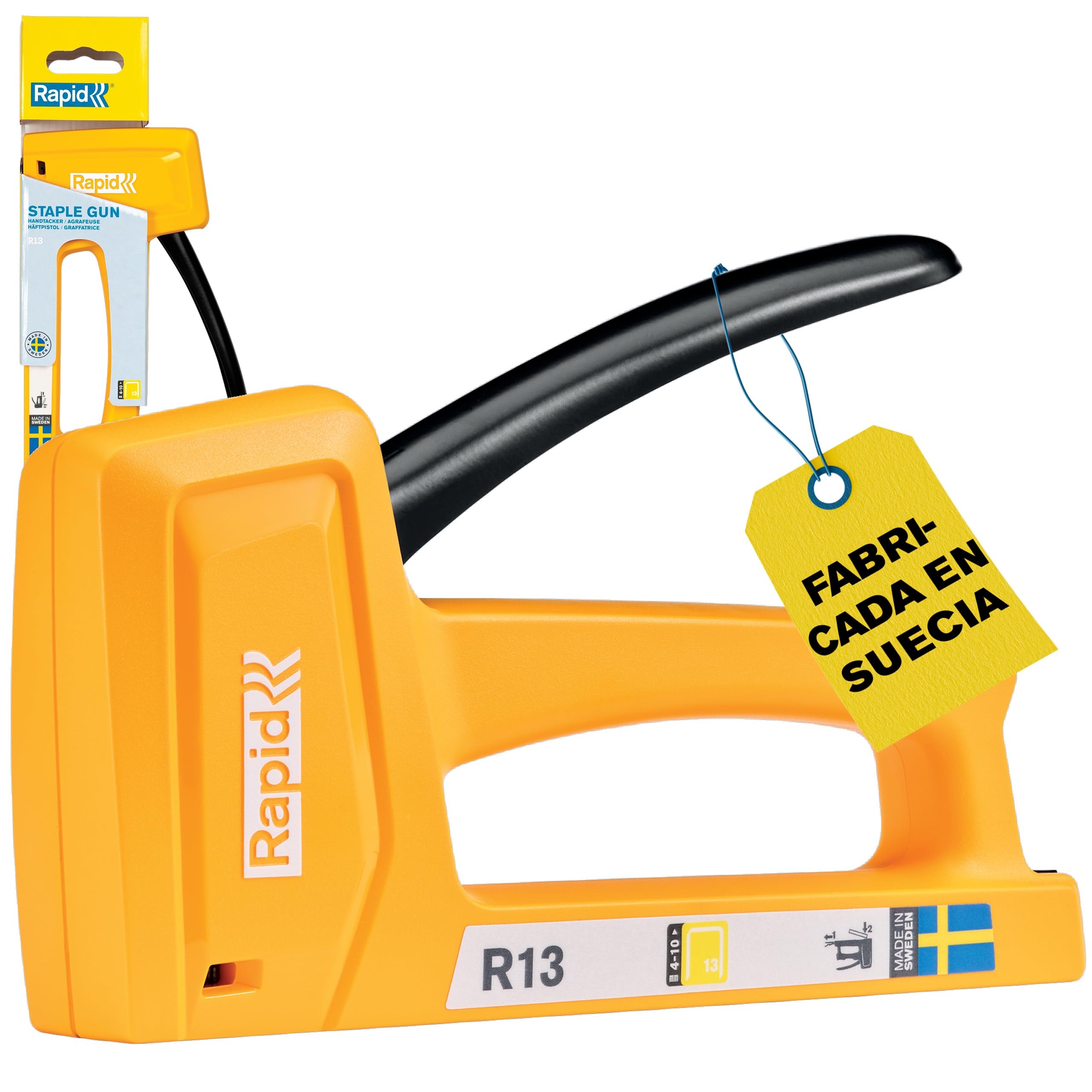 RAPID Grapadora Manual para tapicería - Grapadora para Tapicería y Madera con Mango Ergonómico y Mecanismo Interno de Acero - Fabricada en Suecia - Rapid R13