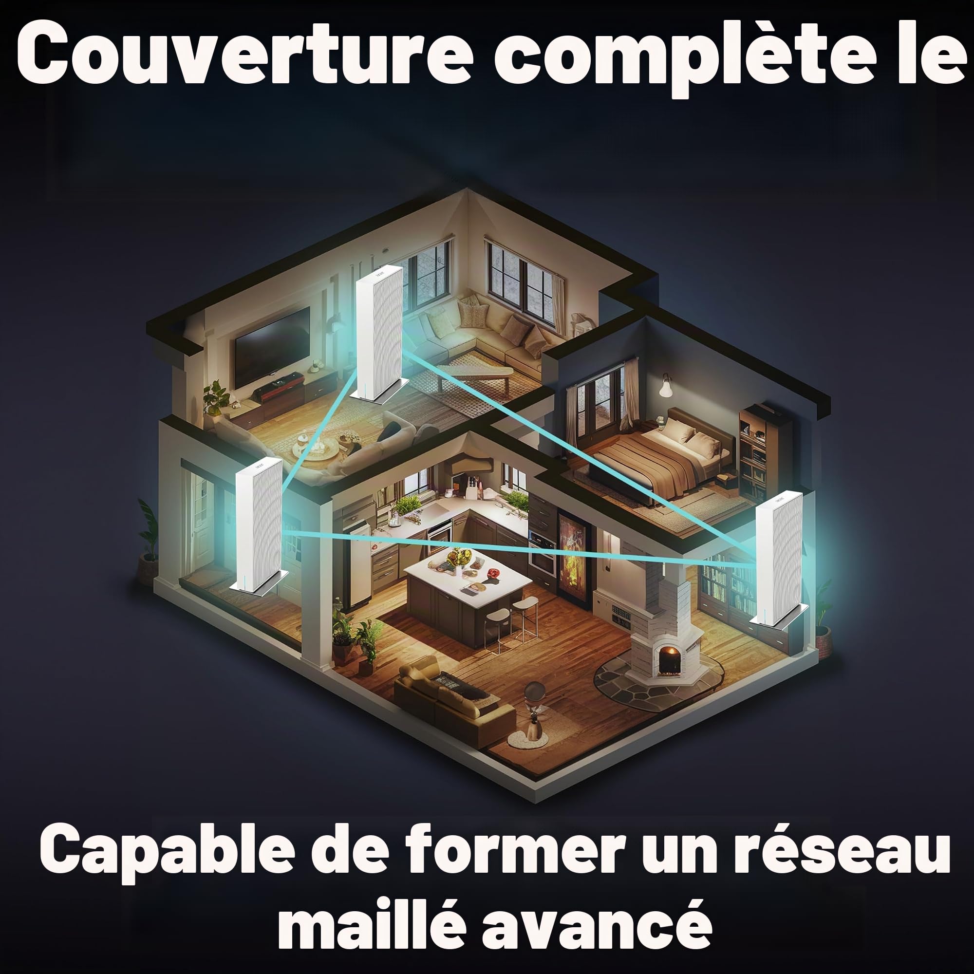 Acer- Routeur Mesh WiFi Connect W7, WiFi 7 jusqu'à 6.4 Gbps, Système Mesh, MLO, Supporte Le 6GHz / 5GHz / 2,4 GHz et Le 320 MHz, Multiples Ports ethernet