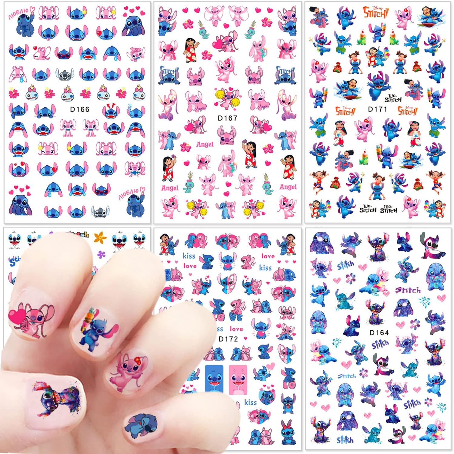 6 Sheets Fruit Nails Stickers Nails Art Stickers 3D Self