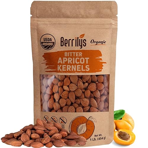Berrilys Granos de albaricoque amargo orgánico – Semillas de albaricoque amargo orgánicas certificadas por USDA – Natural y sin OMG, granos de