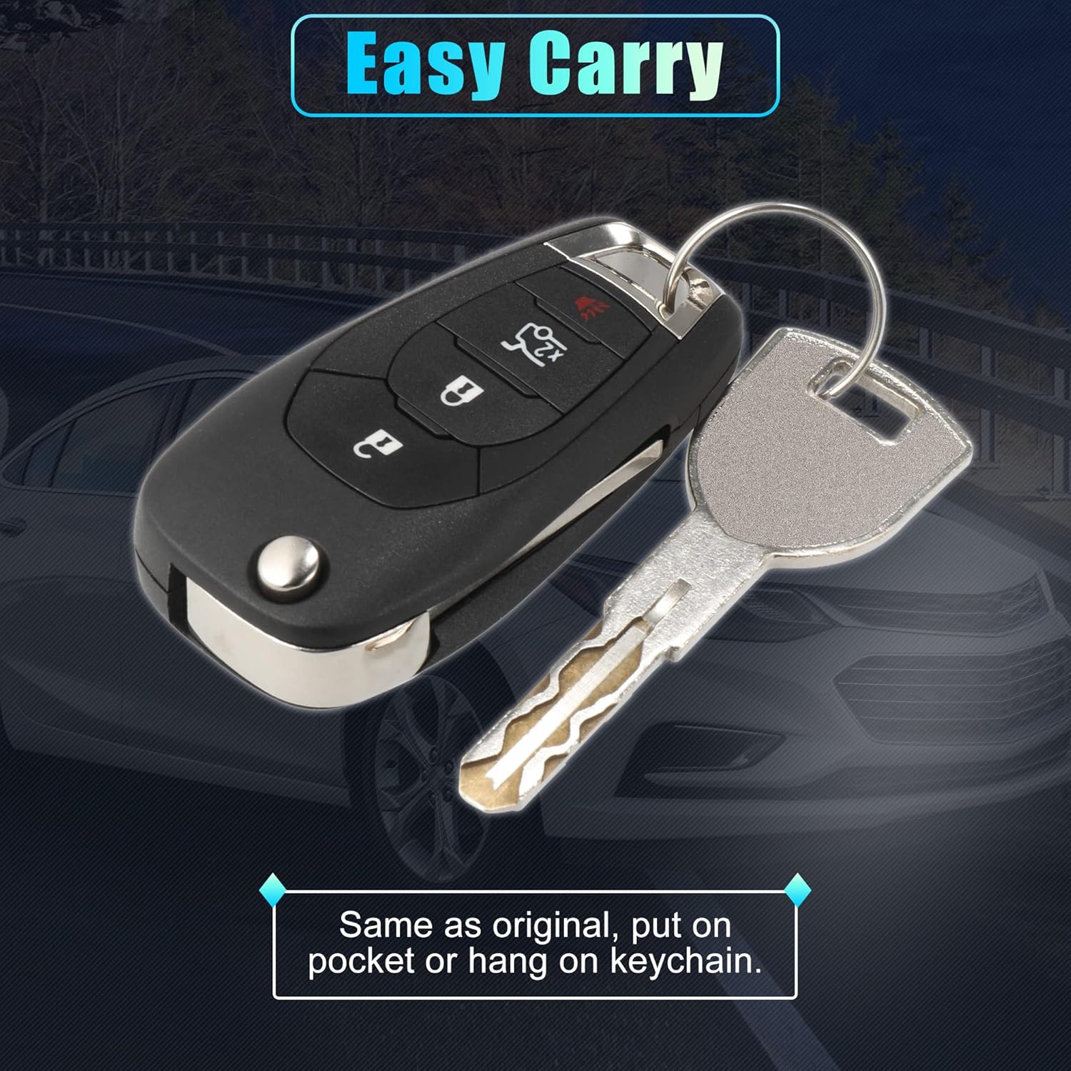 X AUTOHAUX 2pcs 315MHz LXP-T003 Replacement Keyless Entry Remote Car Key Fob for Chevy Cruze 2016 2017 2018 2019 4 Buttons Proximity Smart Remote Key 46 Chip