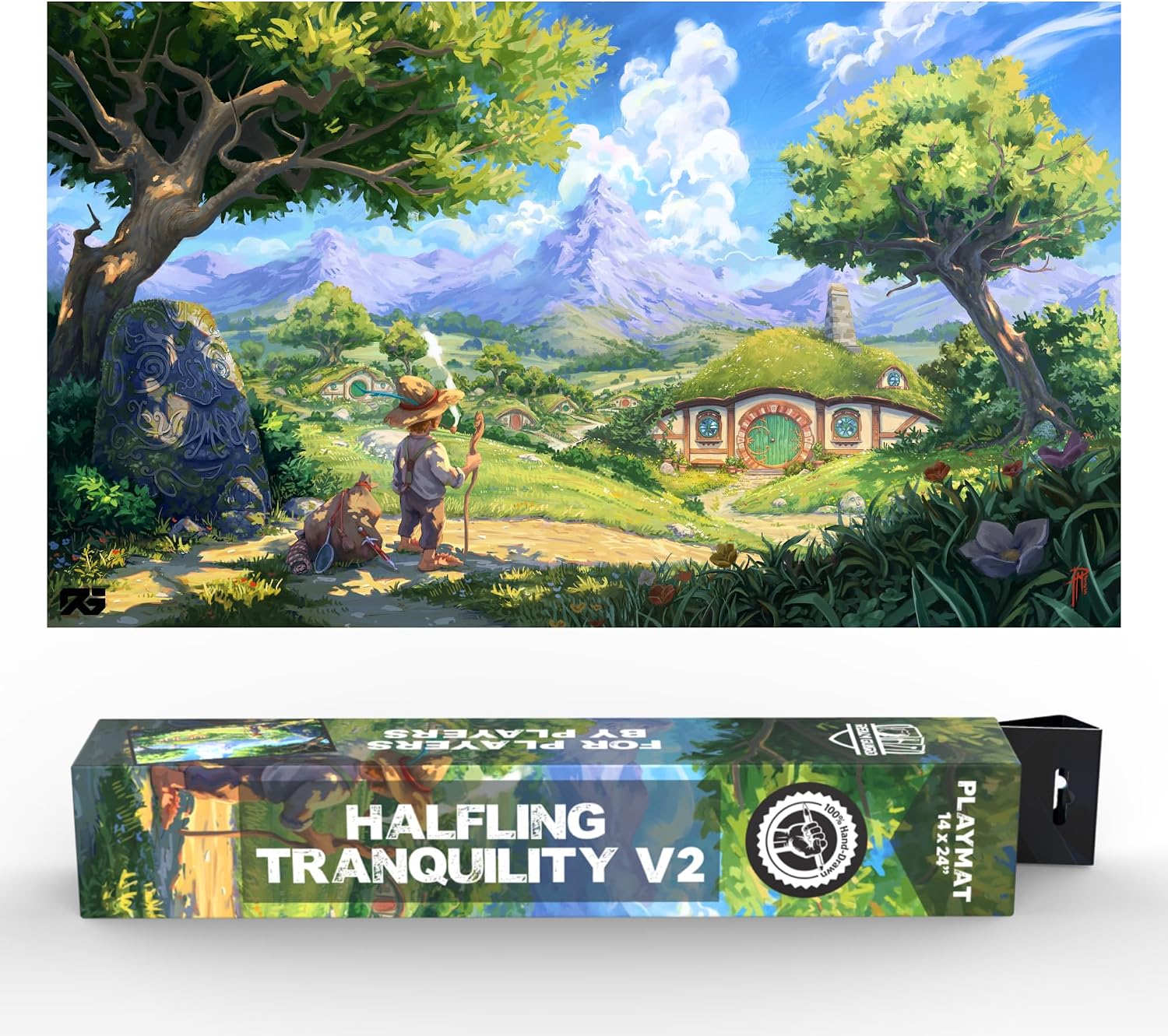 (Halfling Tranquility V2) 100% Hand-Drawn 14x24 TCG/MTG Playmat