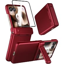 Cresee Case for Motorola Razr Ultra 2025/2026 - Built-in External Screen Protector - Hinge Protection - Stand Kickstand - Protective Phone Case Cover for Moto Razr Ultra 2025/2026 - Red