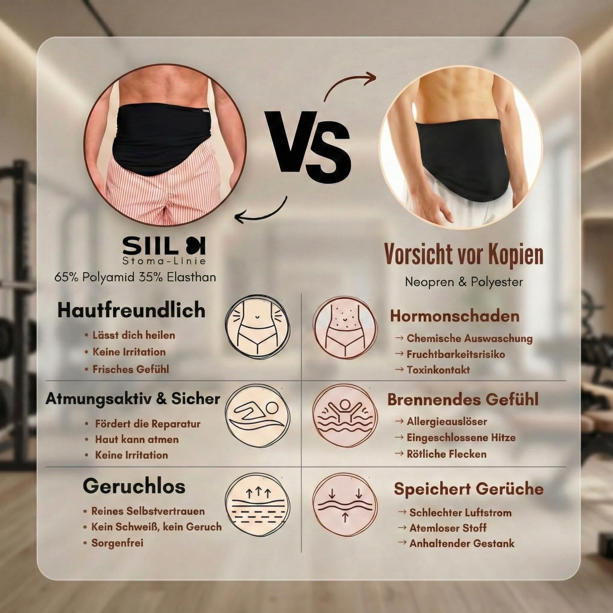 SIIL Stoma Gürtel Schwarz Ostomy Belt | Ostomie Support Gürtel | Sport & Schwimmen | Ostomiebeutelhülle | Innentasche für Stomabeutel