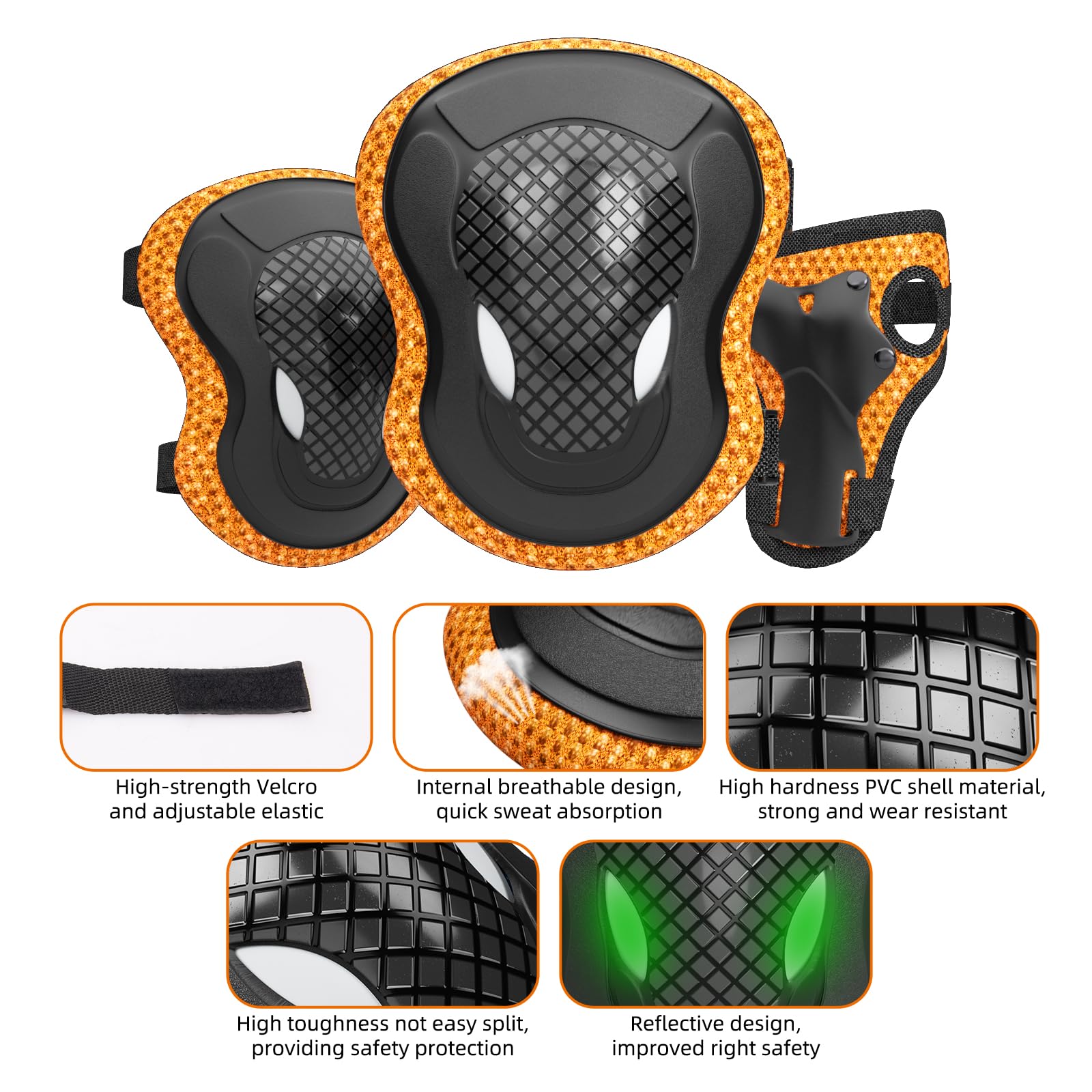 KORIMEFA Casco Bici Protezioni Set per Bambini Ginocchiere Gomitiere e Protezione Polso per Bambini da 3-13 Anni, Casco per Hoverboard, Pattini in Linea, BMX e Bicicletta