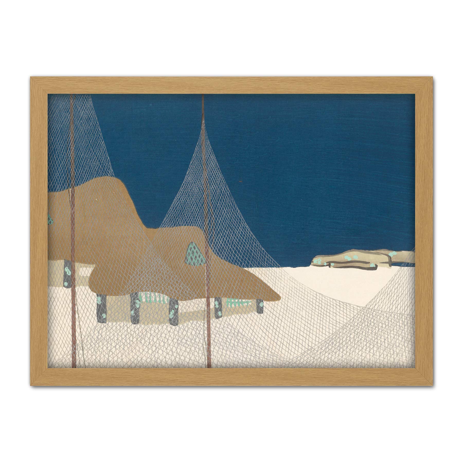 Artery8 Kamisaka Sekka Fishing Villagejapanese Painting Artwork Framed Wall Art Print 18X24 Inch