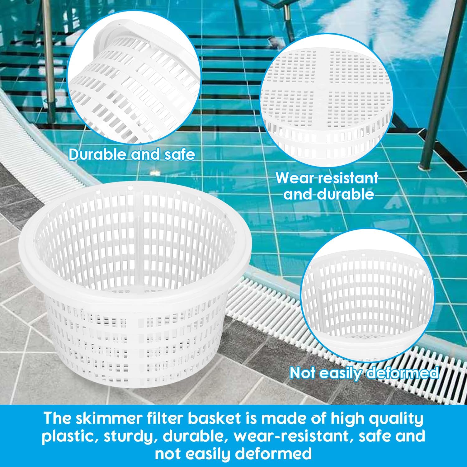 Panier D'écumoire, Panier Skimmer de Remplacement, Filtre Nettoyage Crépine en Plastique SP1091LX (18x19x10cm)