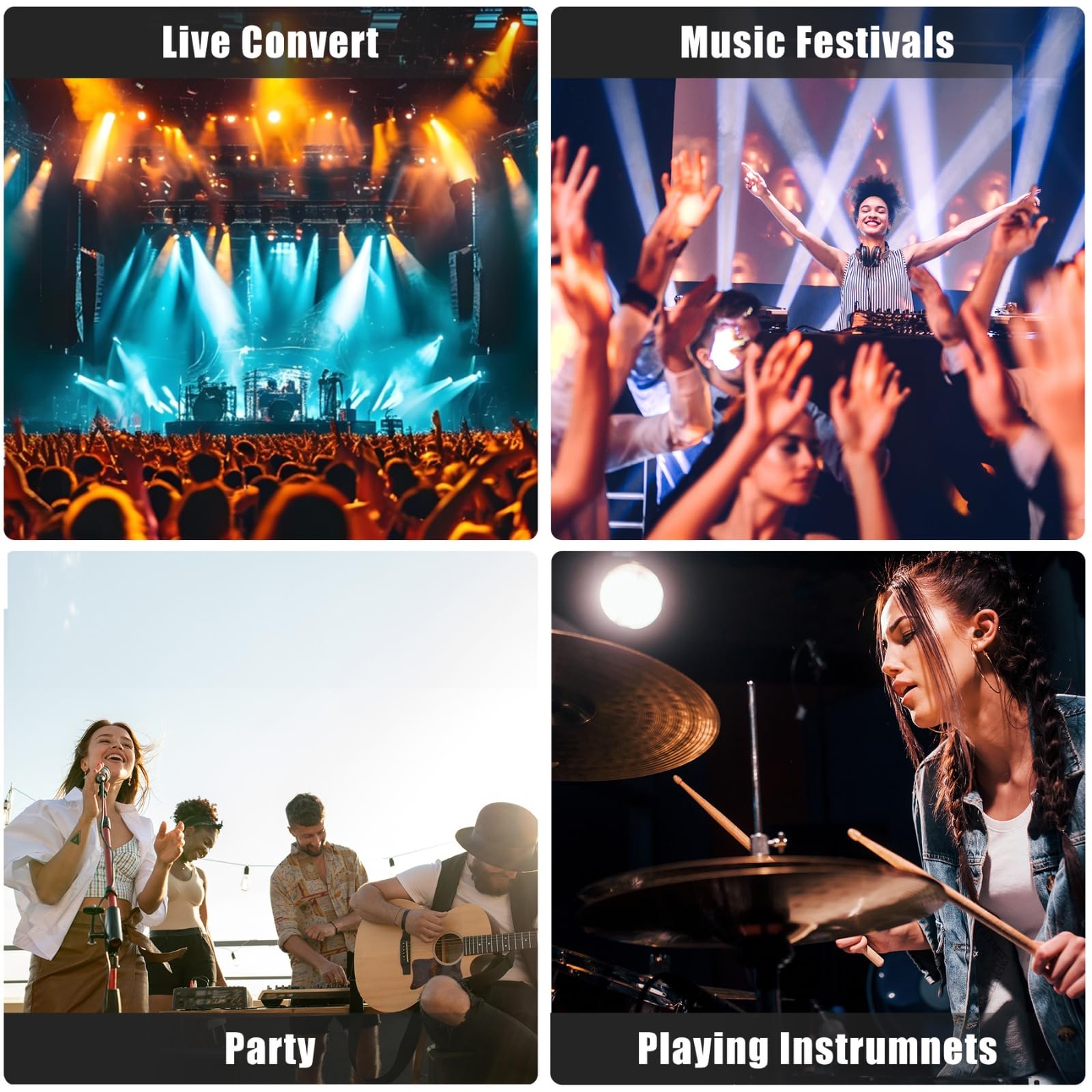 Tapones para los oídos de concierto para música, tapones reutilizables de alta fidelidad con funda de TPU, reducción de ruido para espectáculos en vivo, festivales, músicos, puntas S/M/L