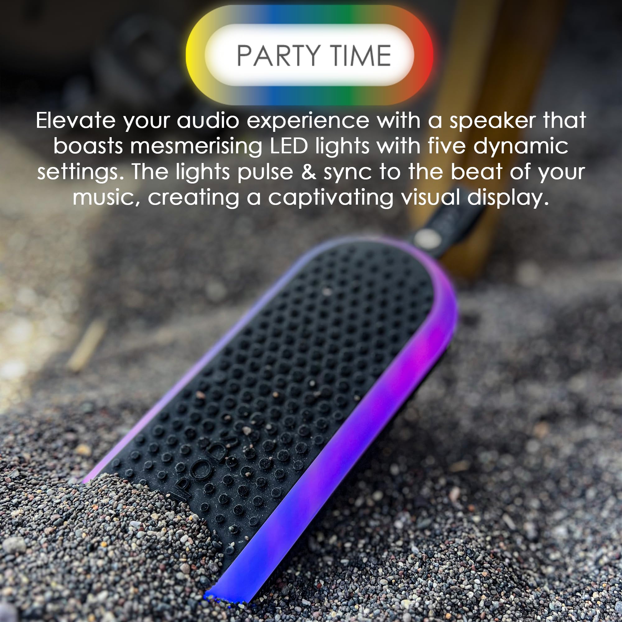 Boompods Halo Speaker Bluetooth Portatile - Cassa Bluetooth Impermeabile IPX6 con Luci LED, 12W di Potenza e 5 Ore di Autonomia, Altoparlanti Wireless per Feste, Doccia e Viaggi
