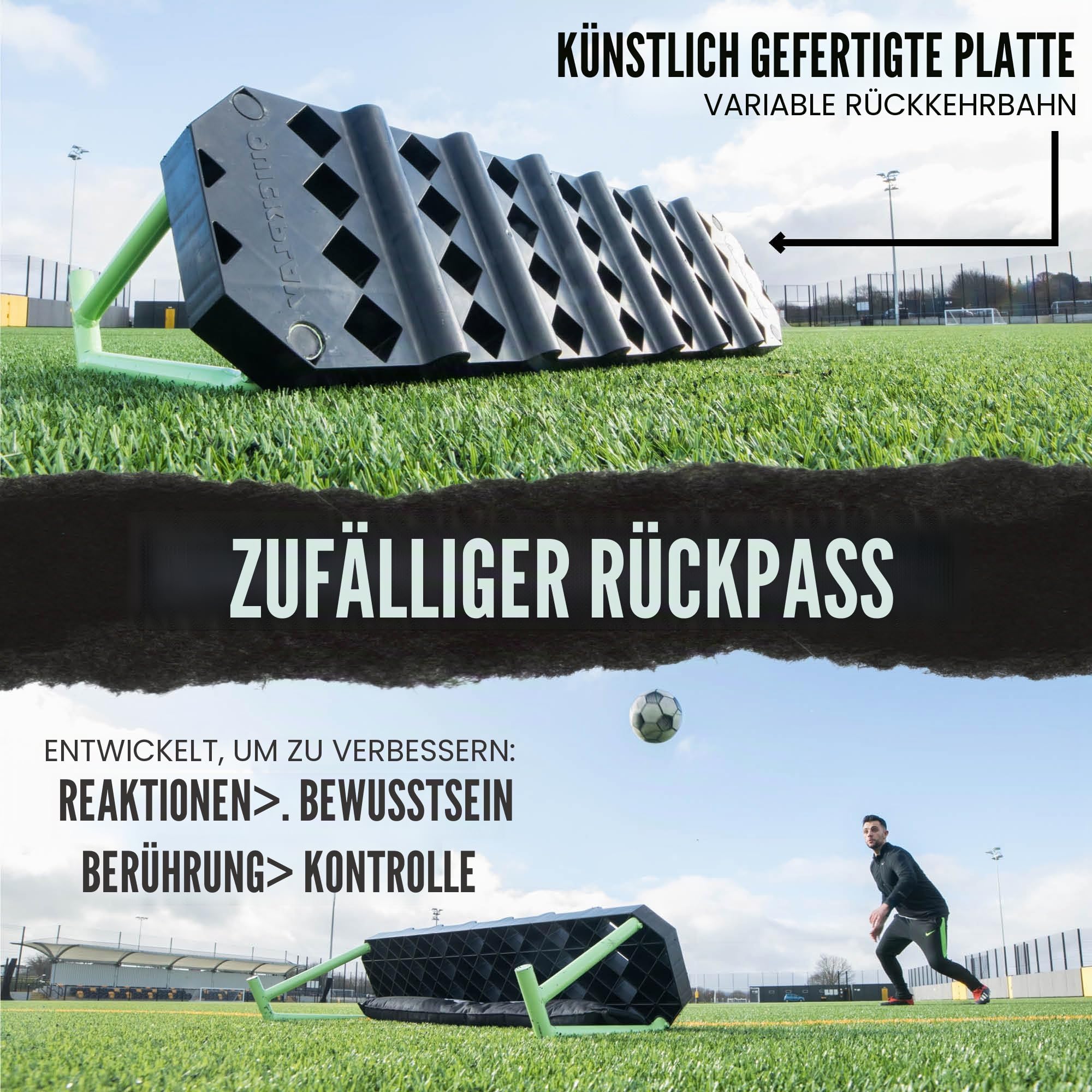 QUICKPLAY Replay Station Prellwand Fussball Pass Wand - Rebounder für Fußball Tragbare Rückprallwand mit Doppelwinkel System - Rebound Board Fussball trainingszubehör - Pass & Schuss Fußball Training