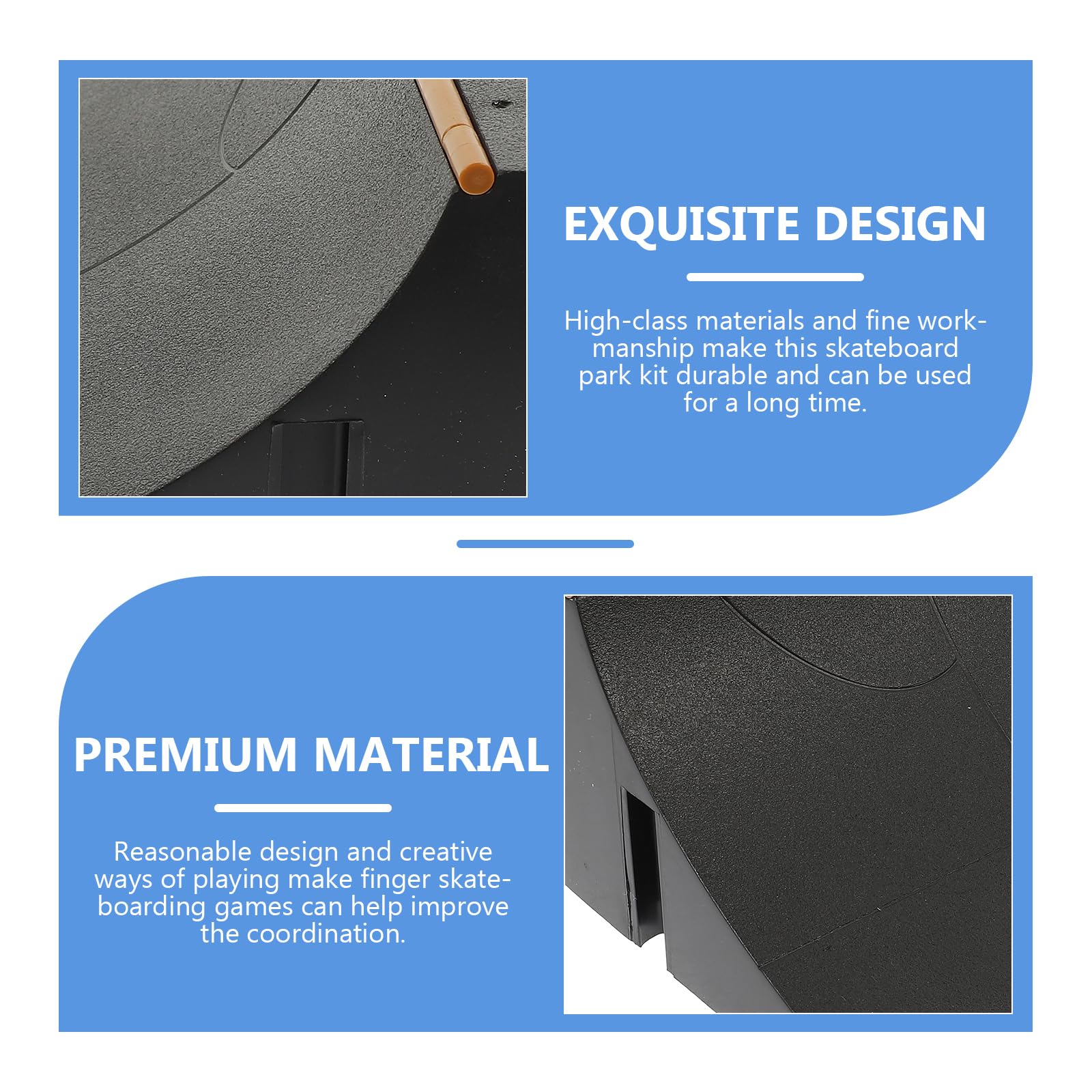 Mini Finger Skateboard Ramp Set 3pcs Obstacle Props for Kids, Plastic Skatepark Accessories for Training and Fun, 5.51 X 5.43 X 8.26 Inches