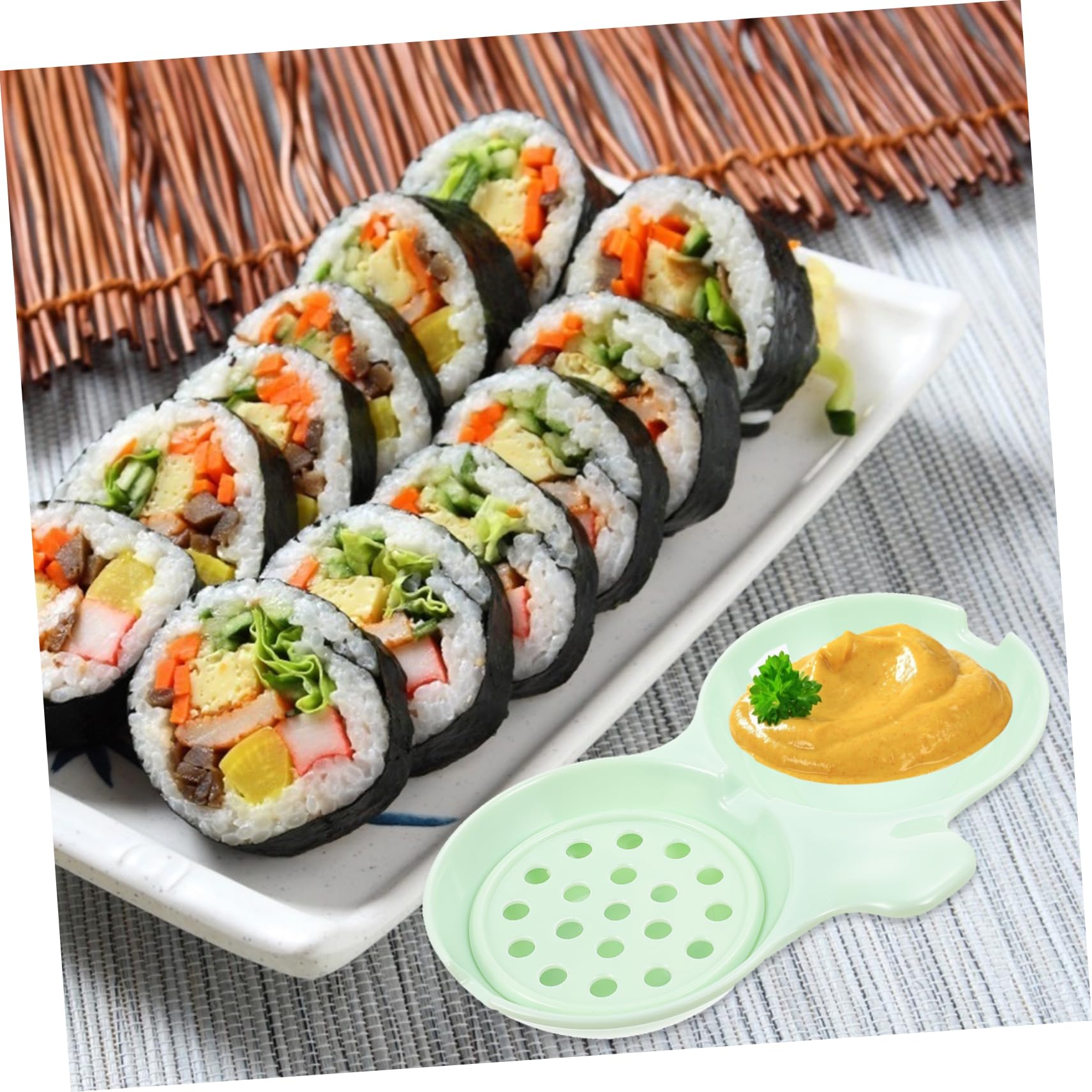 Cabilock 1Pc Sauce Dish Double Compartment Dipping Plate for Sauces Seasonings and Dressings Elegant Design for Appetizers and Side Dishes